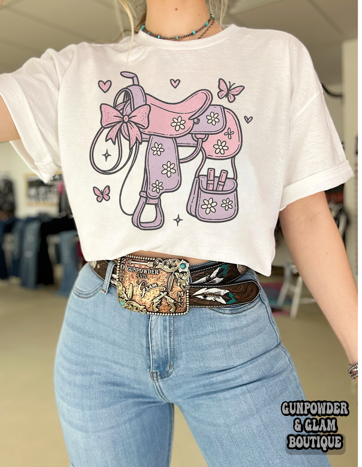 Girly Saddle Tee or Crewneck