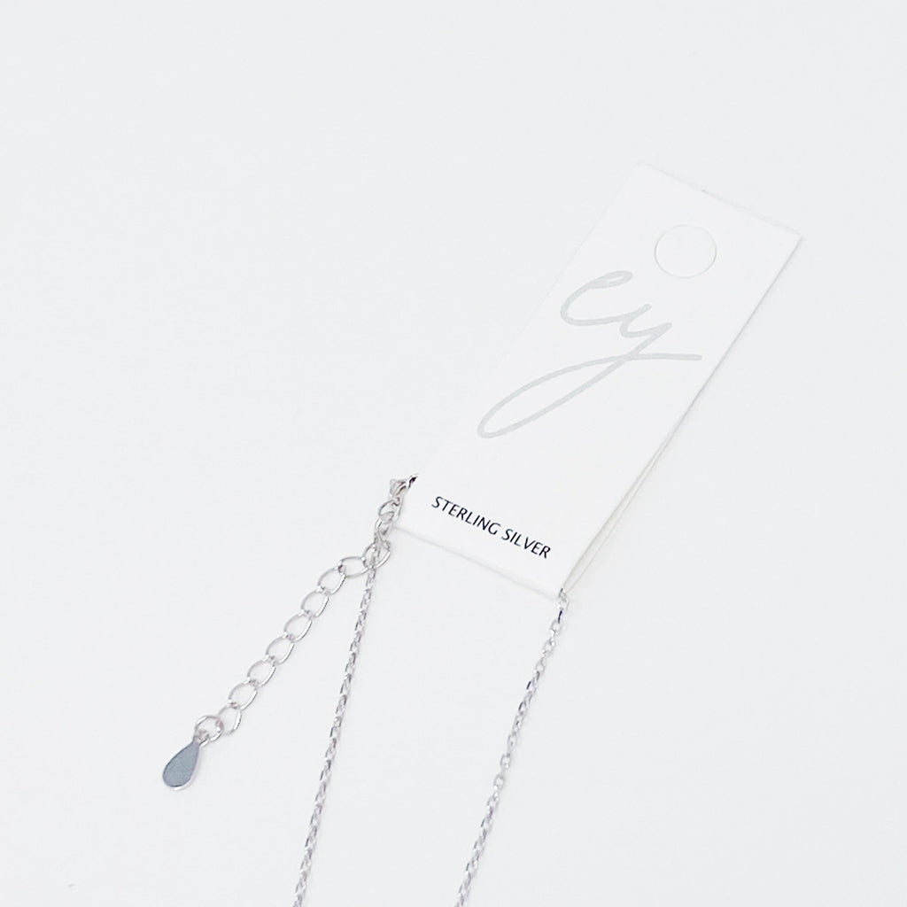 Double Stone Pendant Sterling Silver Necklace