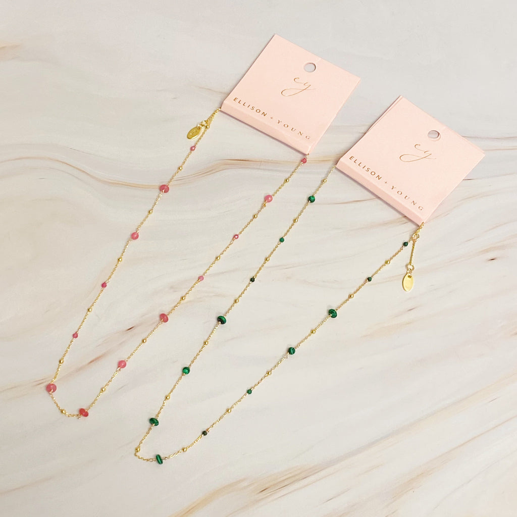 Dainty Precious Stone Bead Necklace