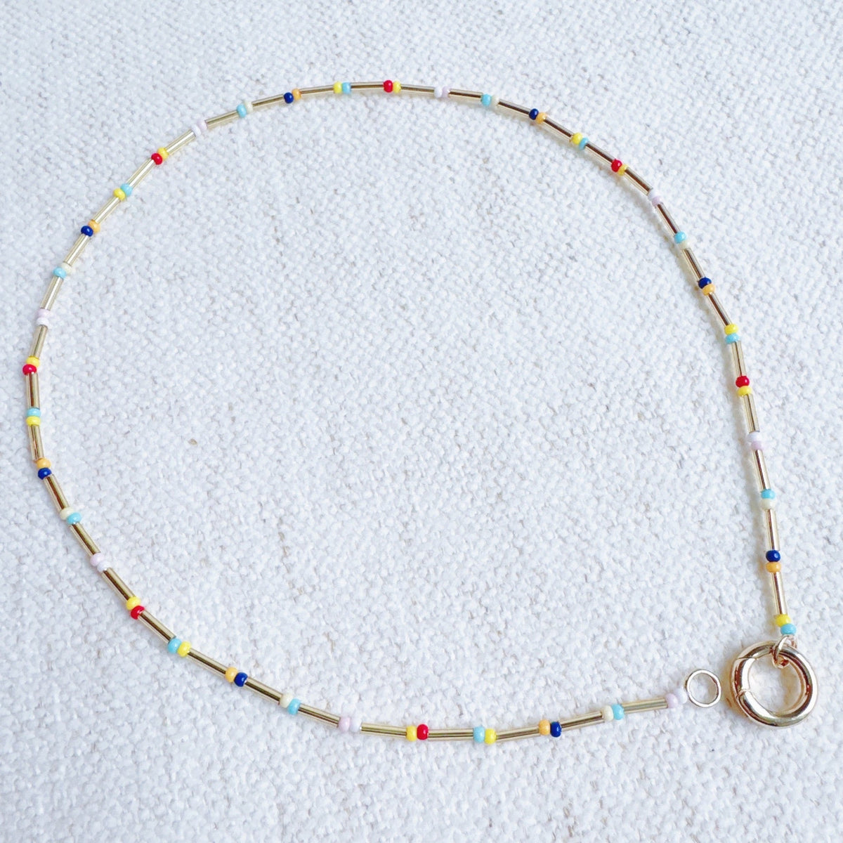 Dainty Color Bead Front Lock Necklace