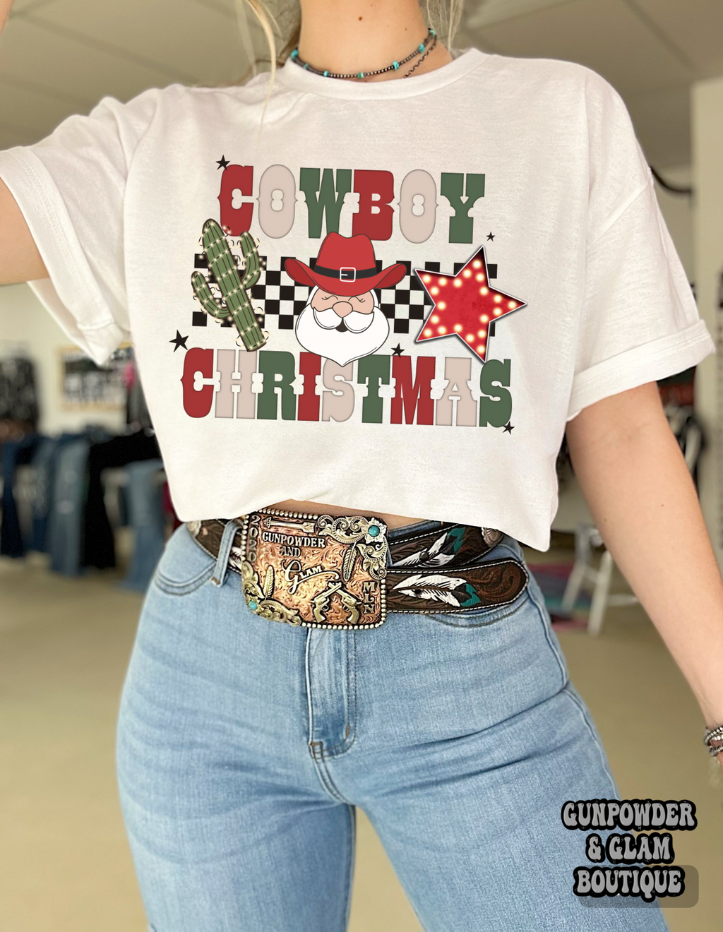 Cowboy Christmas Tee or Crewneck