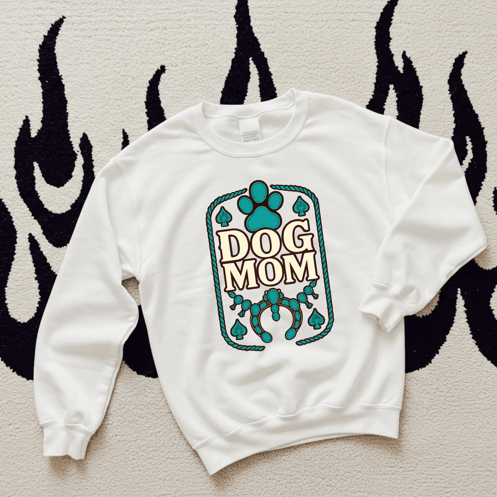 Turquoise Dog Mom TEE or CREWNECK