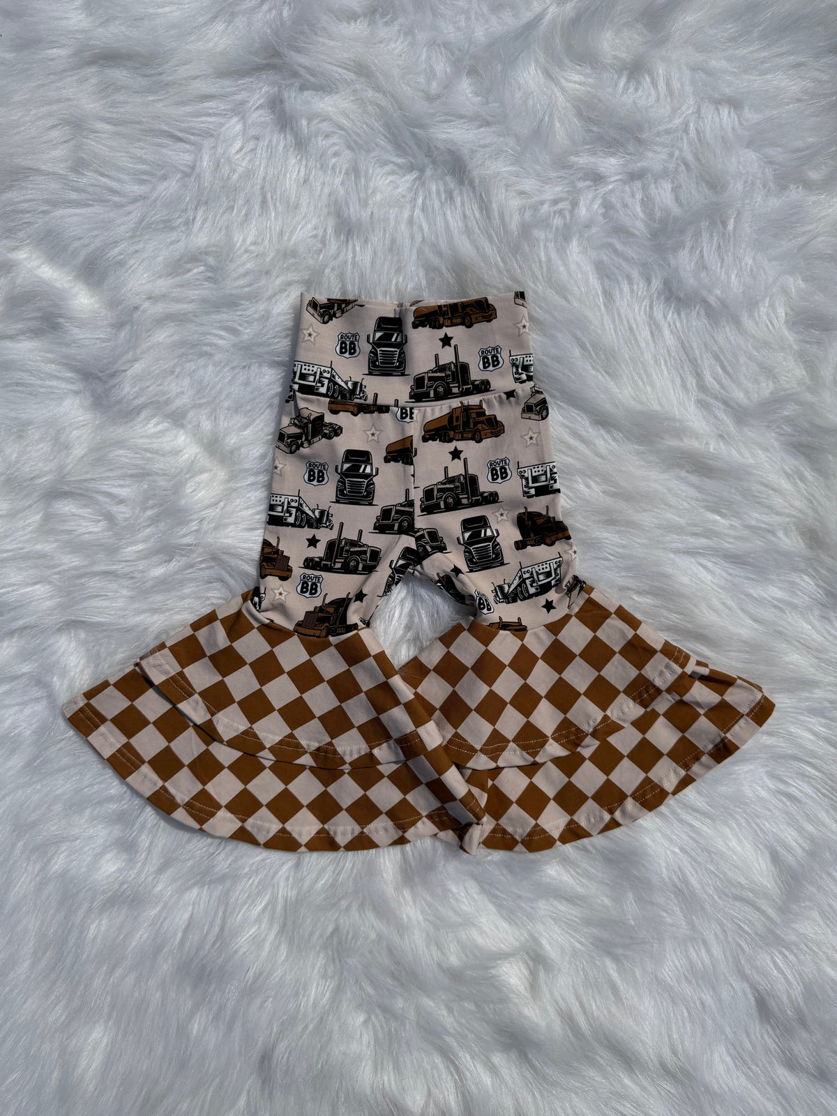6/12 Months Sad Beige Route BB Double Bell Bottoms (FINAL SALE)