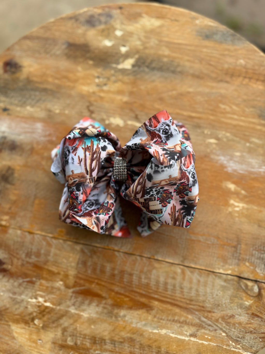 Printed 7.5 inch bedazzled hair bows