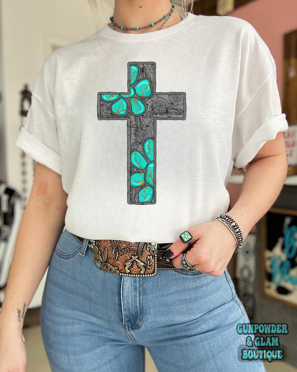 Western Cross Tee or Crewneck