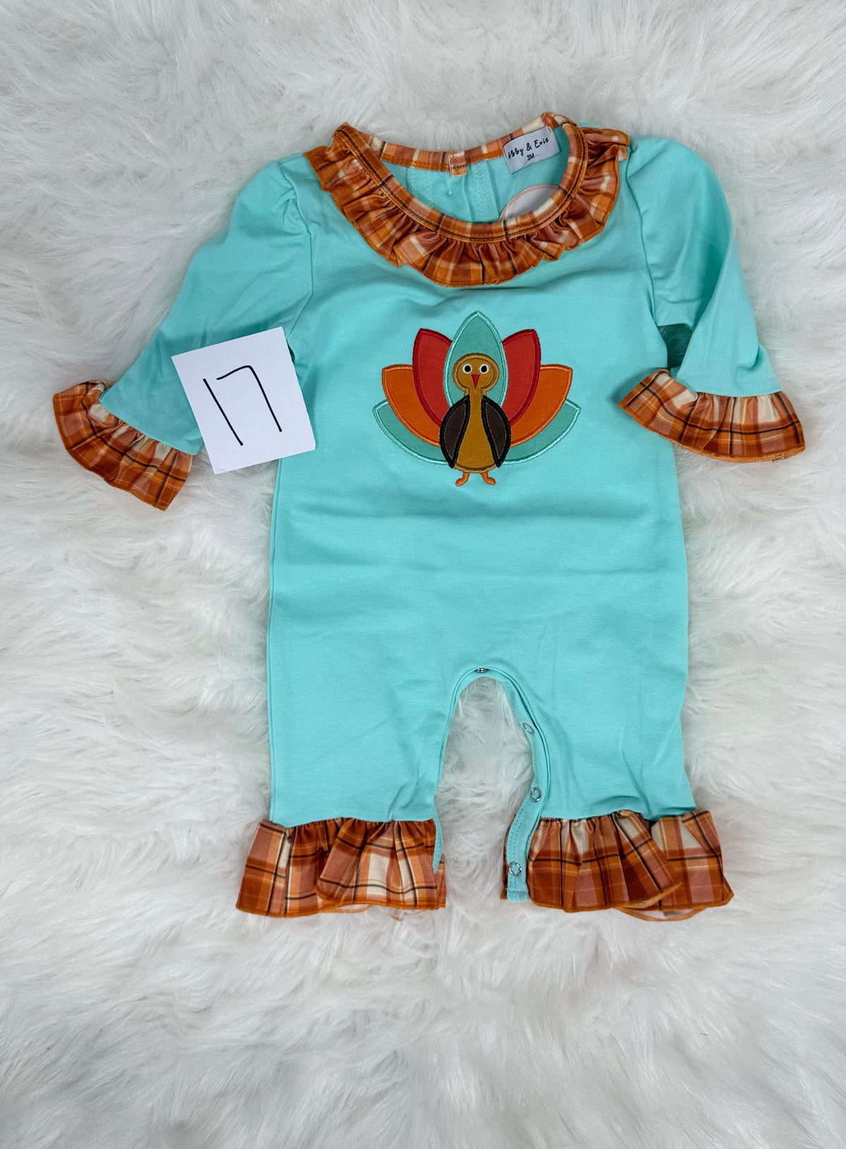 Mint Green Ruffled Thanksgiving Jumper (#17) (FINAL SALE)