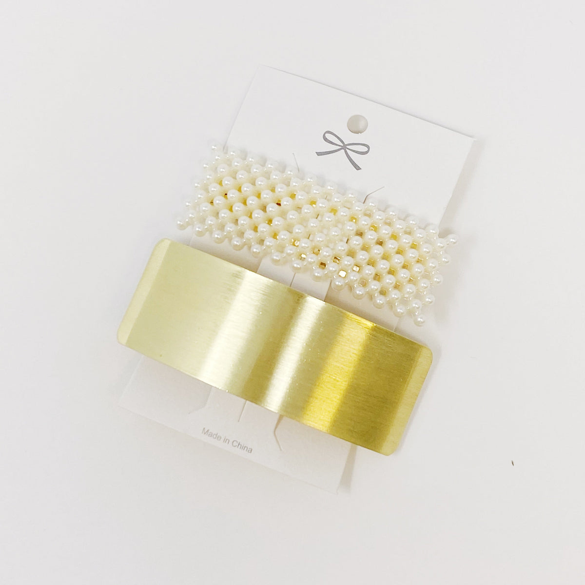 Golden Pearl Hair Barrette Set