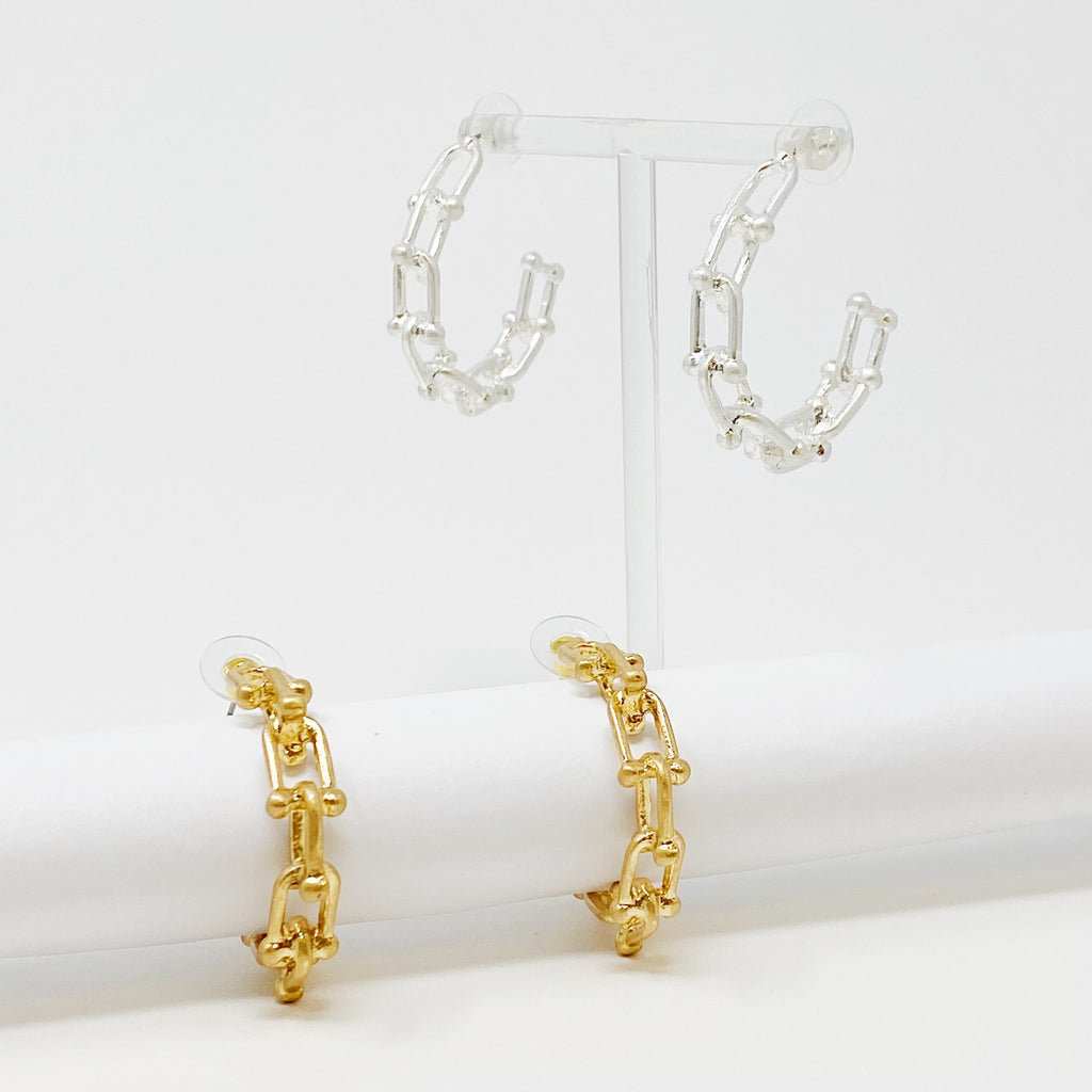 Chained Link Hoop Earrings