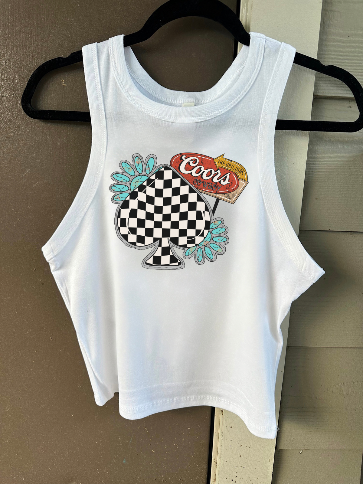 Checkered Beer Cropped Tank