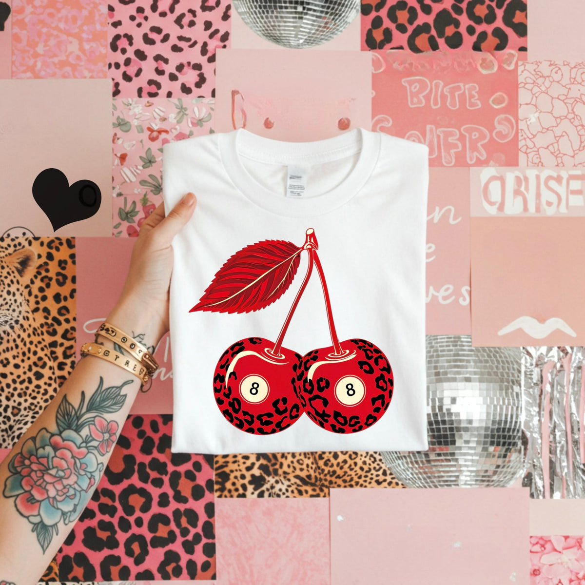 Leopard Cherries TEE or CREWNECK