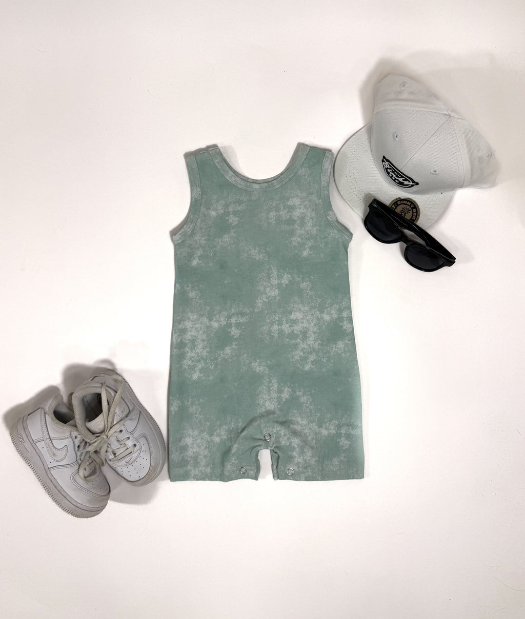 6/12 Months Mint Tie Dye Tank Top Romper (FINAL SALE)