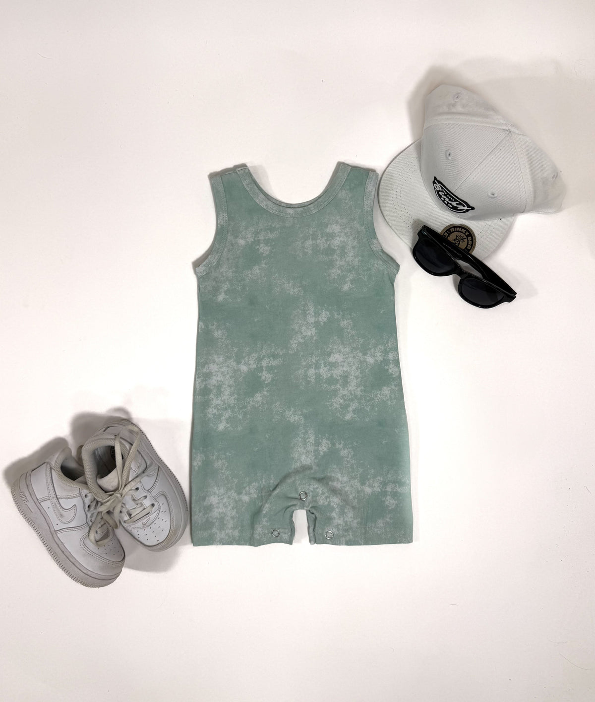 6/12 Months Mint Tie Dye Tank Top Romper (FINAL SALE)
