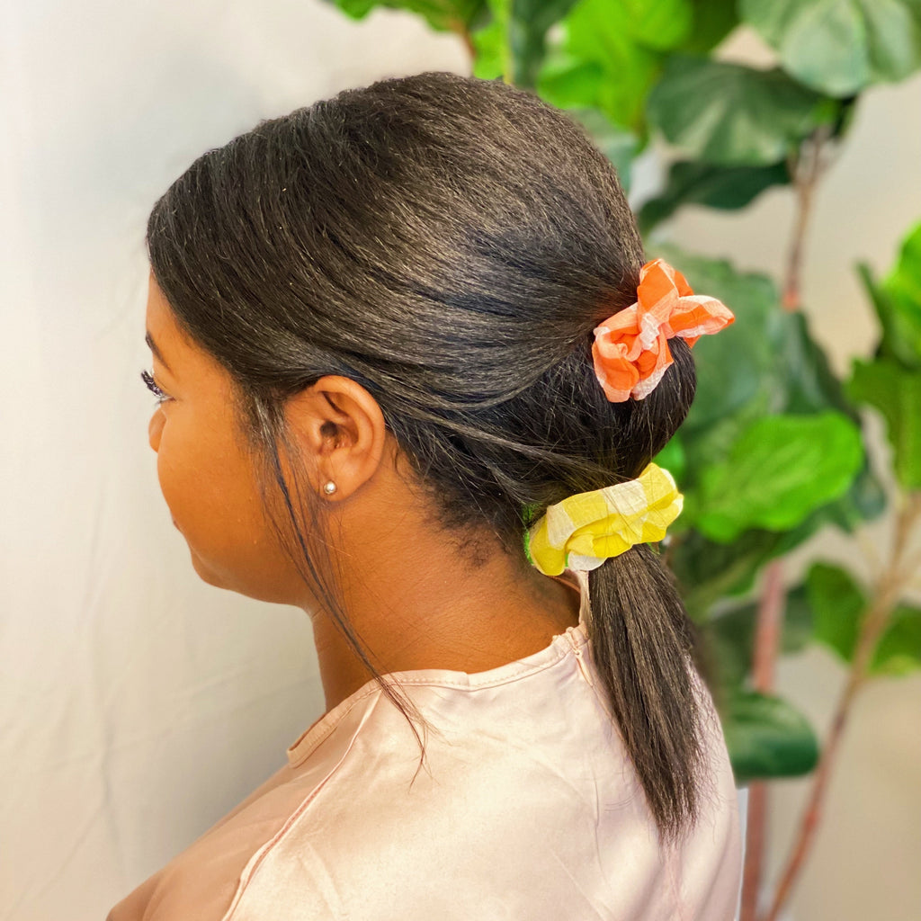 Fresh Gingham Hair Scrunchie Set Of 4