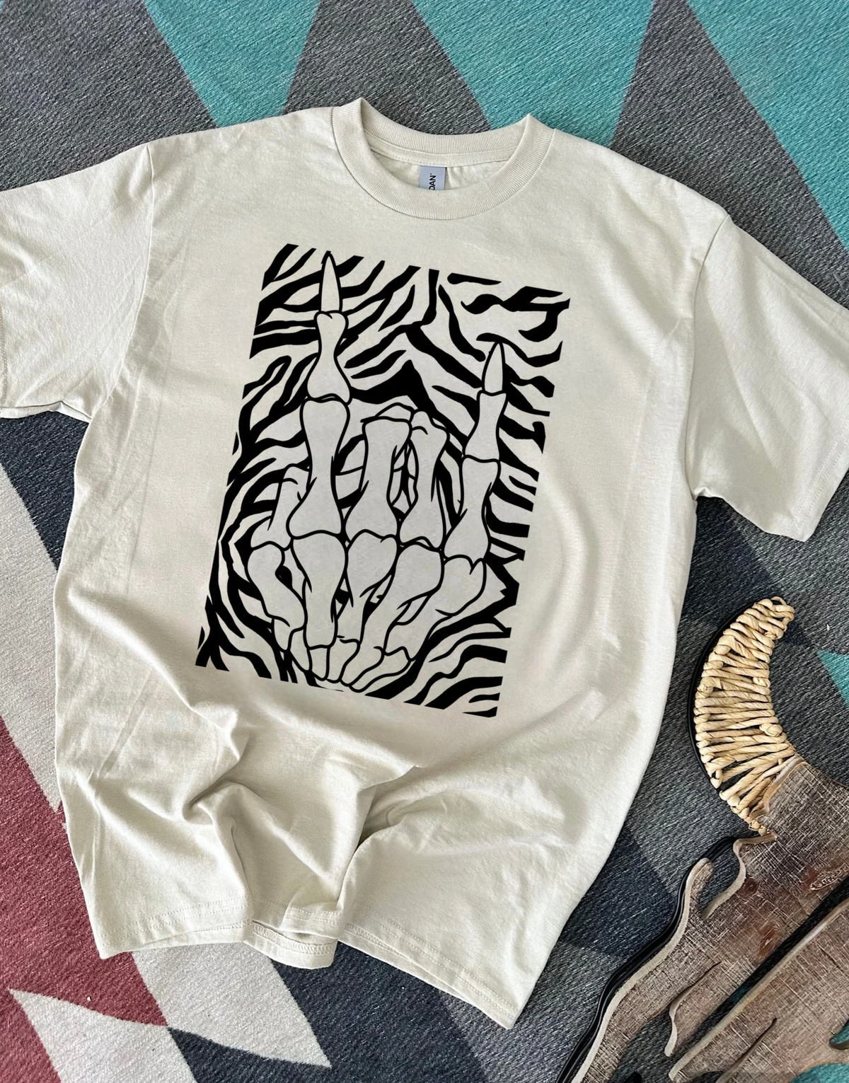 Zebra Skelly Hand TEE or CREWNECK