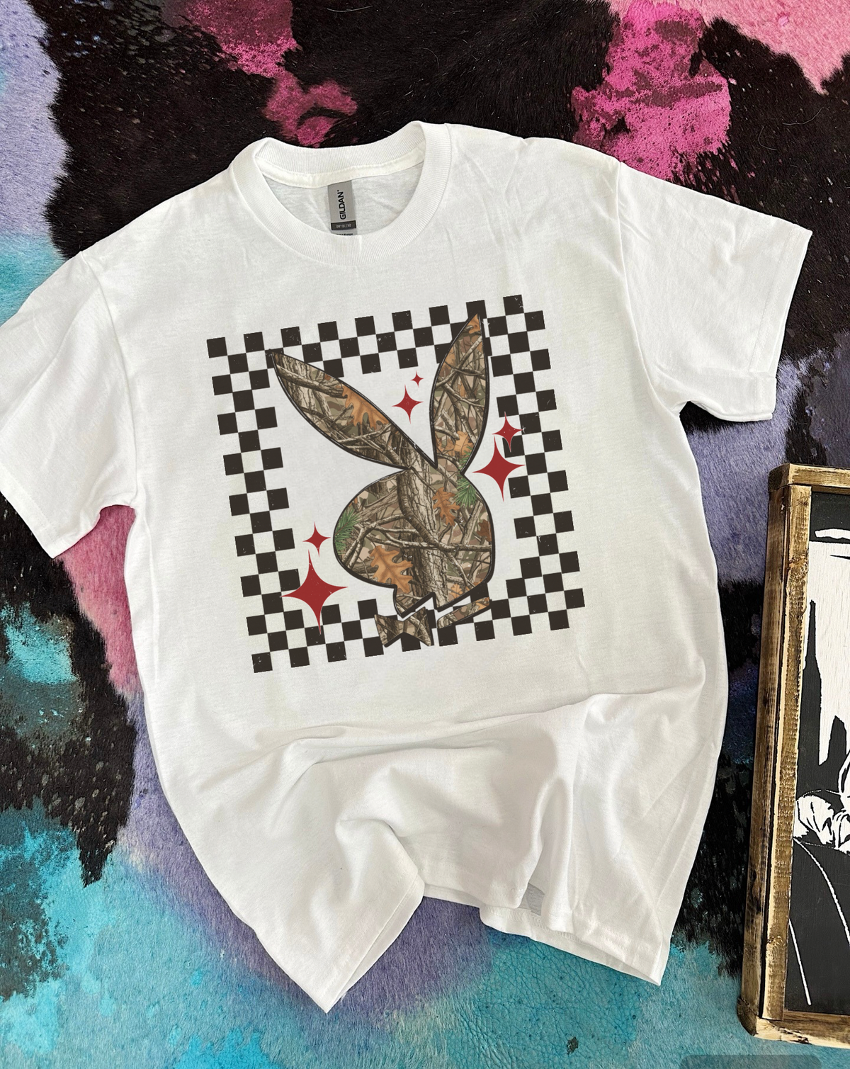 Camo Bunny Tee or Crewneck