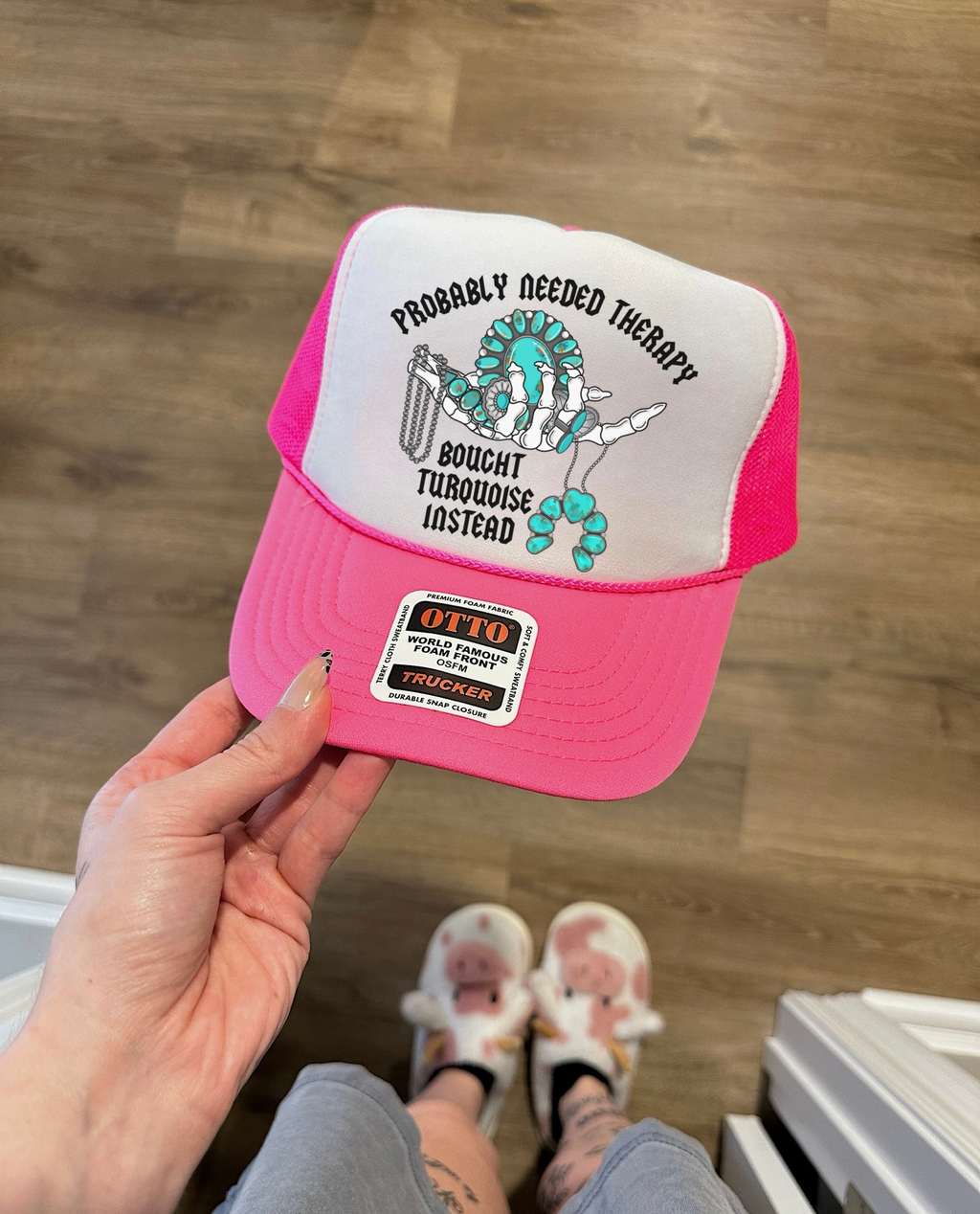 Turquoise & Therapy Trucker Hat (Multiple Color Options)