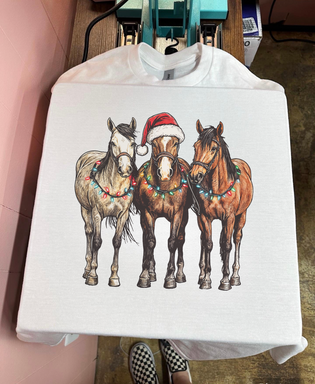 Christmas Light Horsey Tee or Crewneck