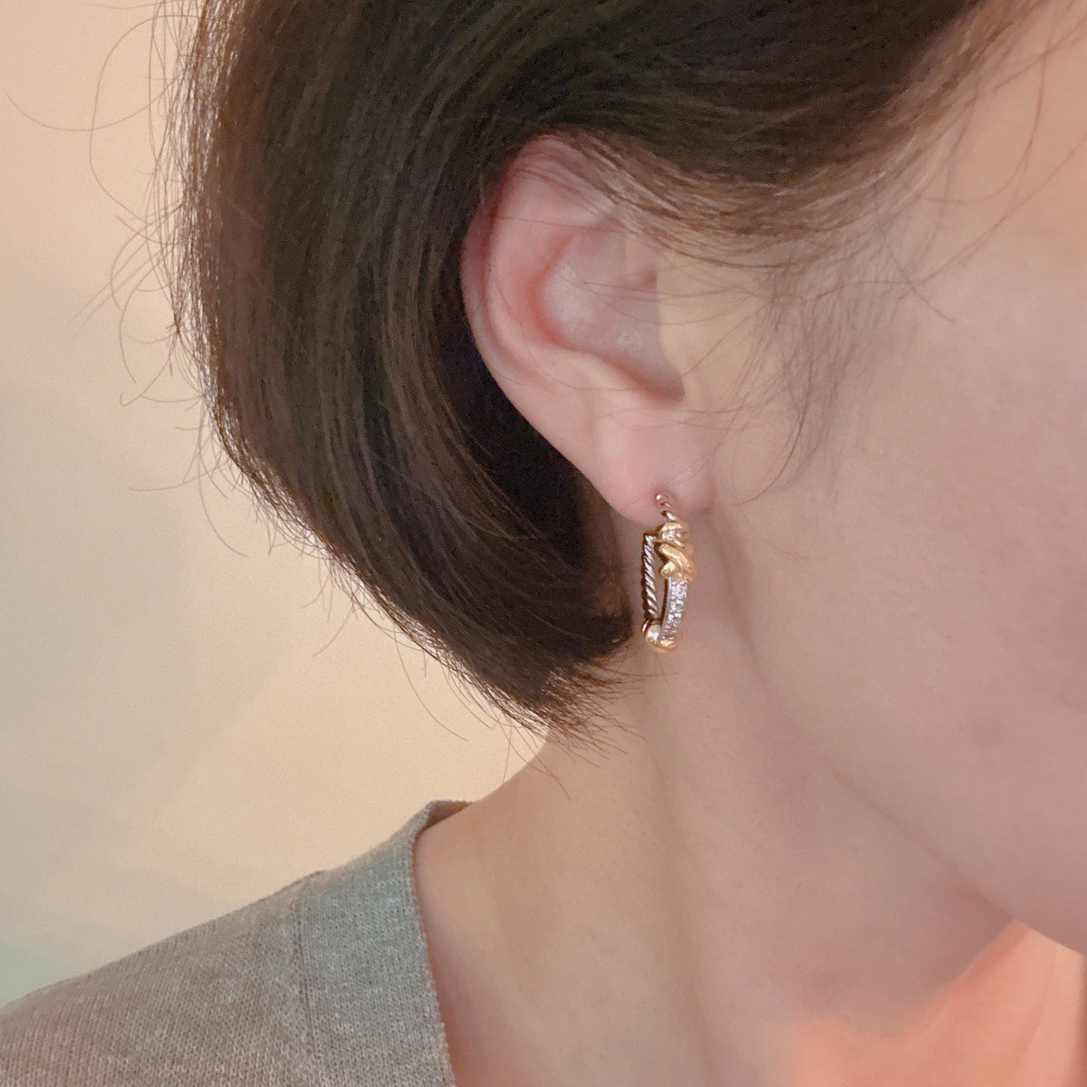 Hailey Two Tone Hoop Earrings