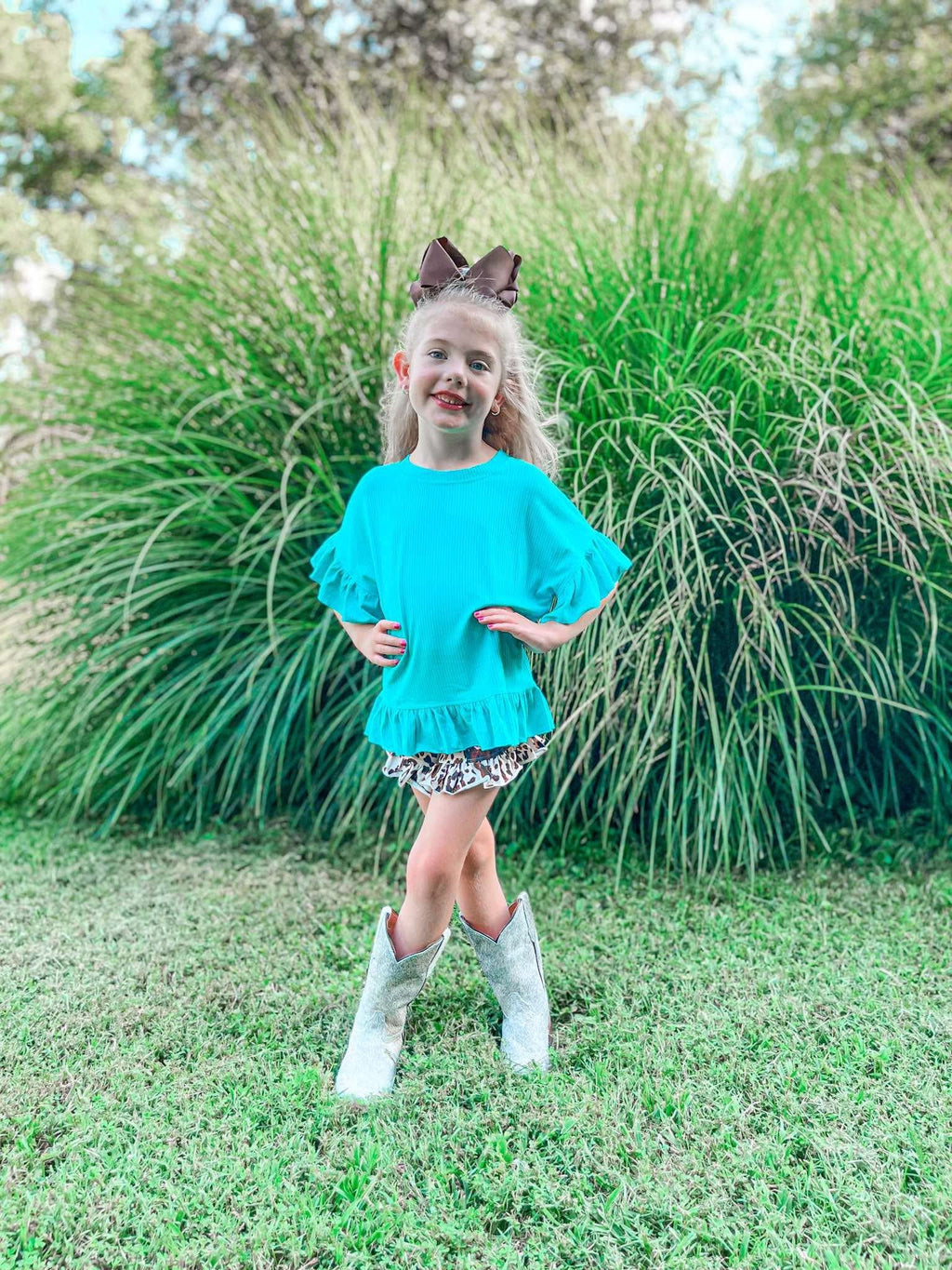 Girls 8/9 Tropical Tide ruffle top (FINAL SALE)