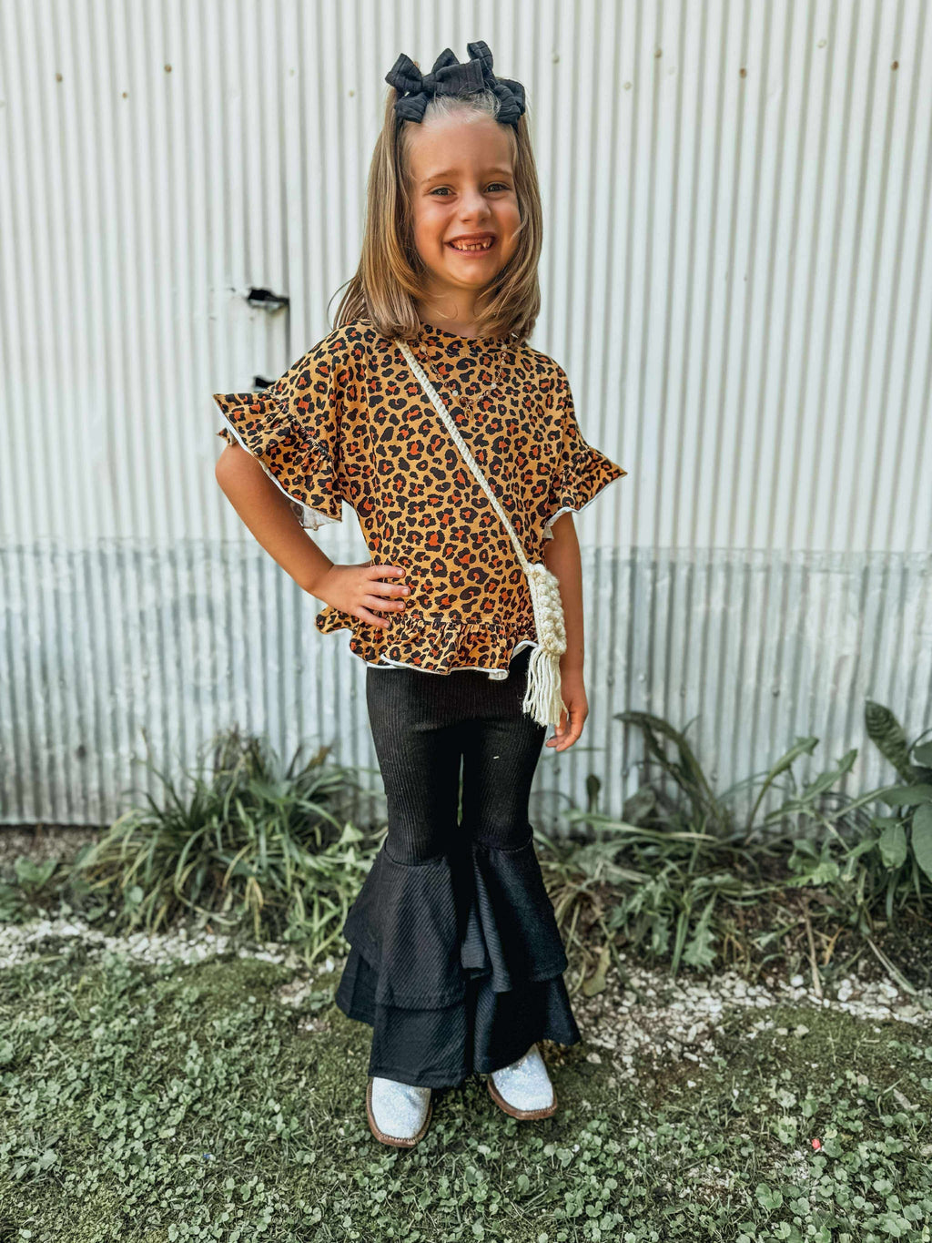 Cheetah ruffle top