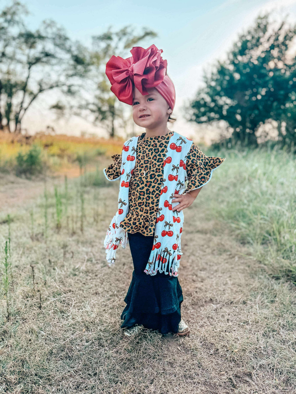 Cheetah ruffle top