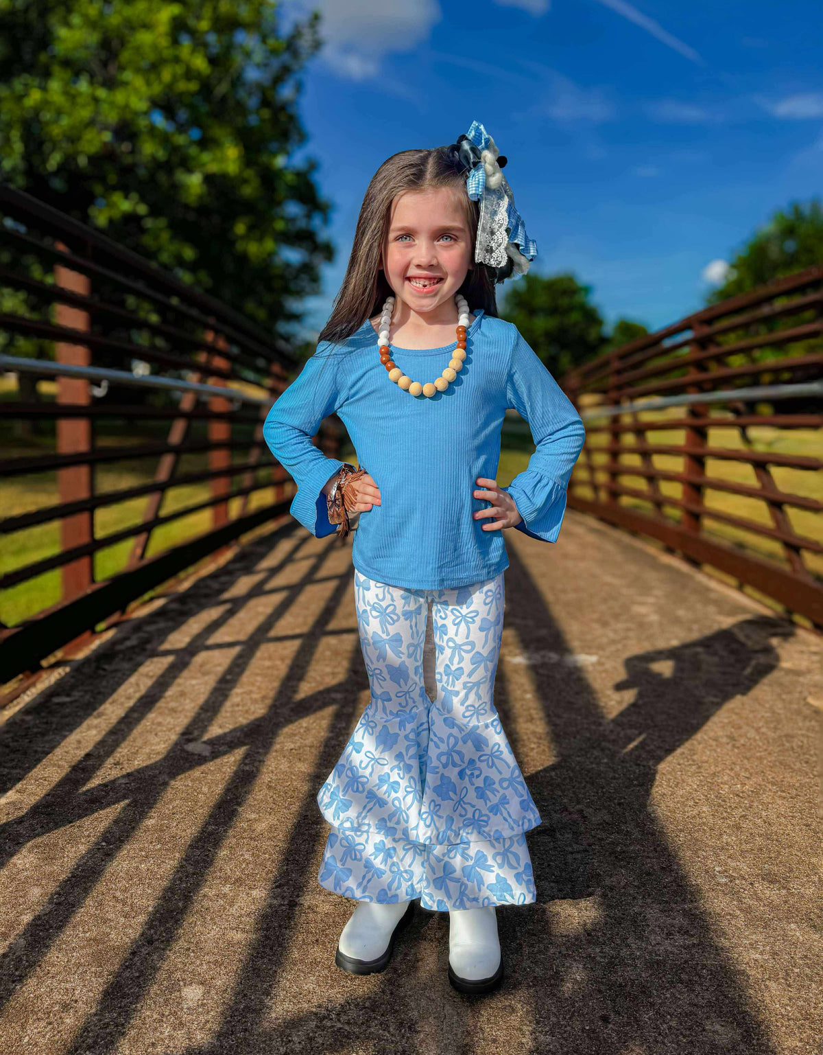 Blue Ruffled Sleeve Top (FINAL SALE)