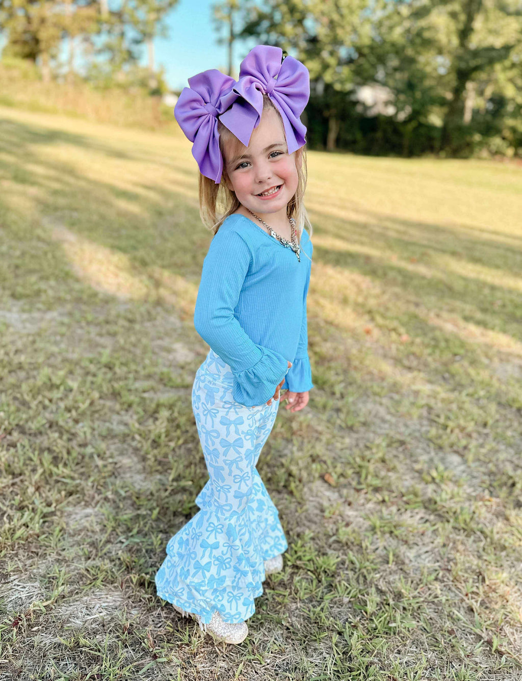 Blue Ruffled Sleeve Top (FINAL SALE)