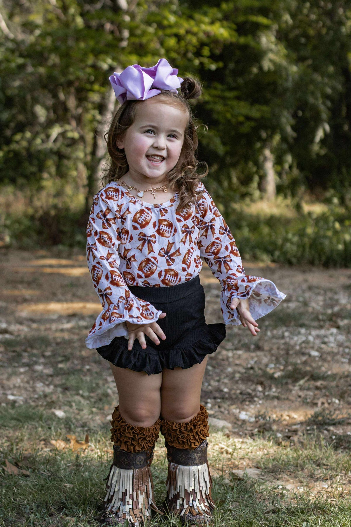Quarterback Cutie Ruffled Sleeve Top (FINAL SALE)