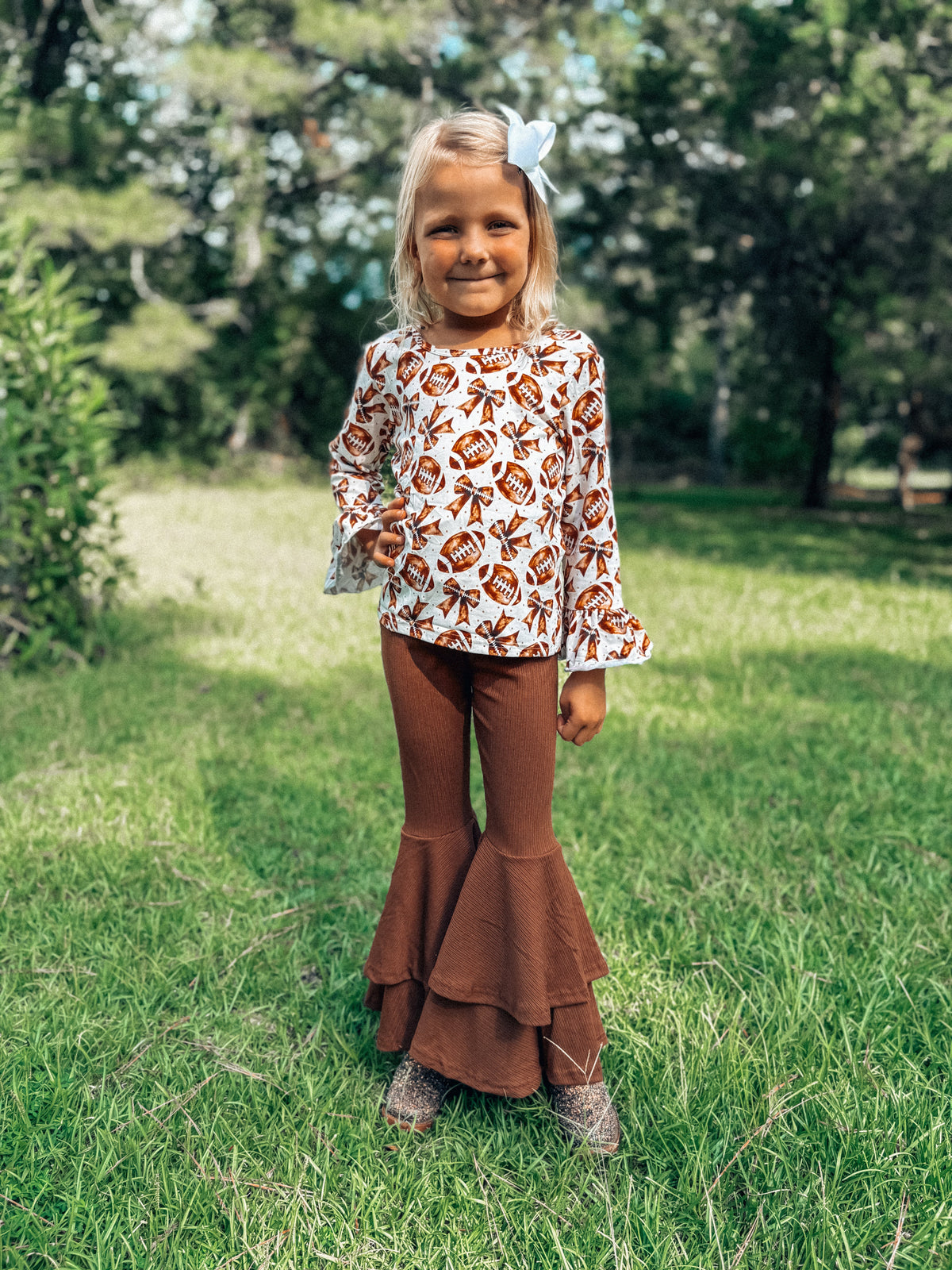 Quarterback Cutie Ruffled Sleeve Top (FINAL SALE)
