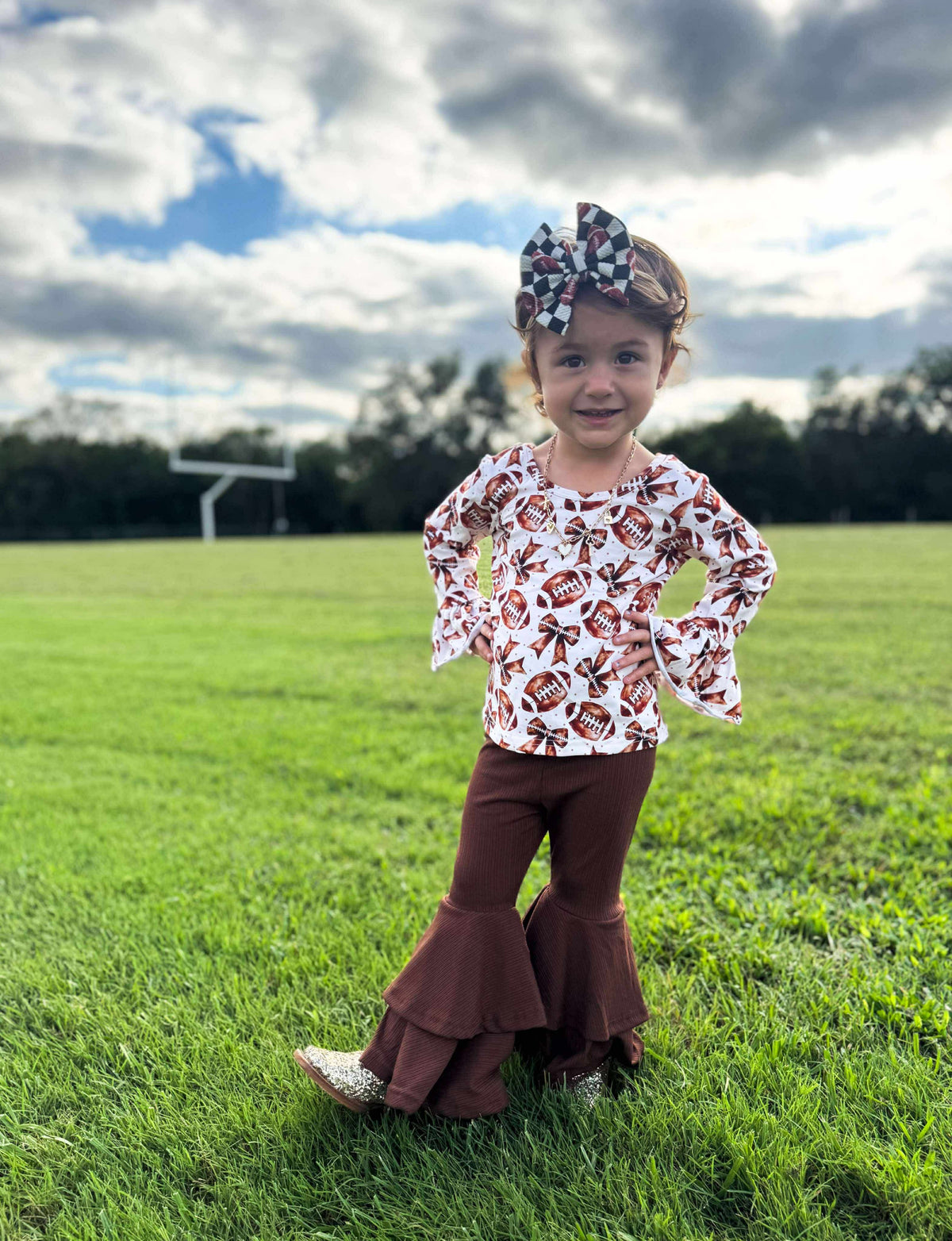 Quarterback Cutie Ruffled Sleeve Top (FINAL SALE)