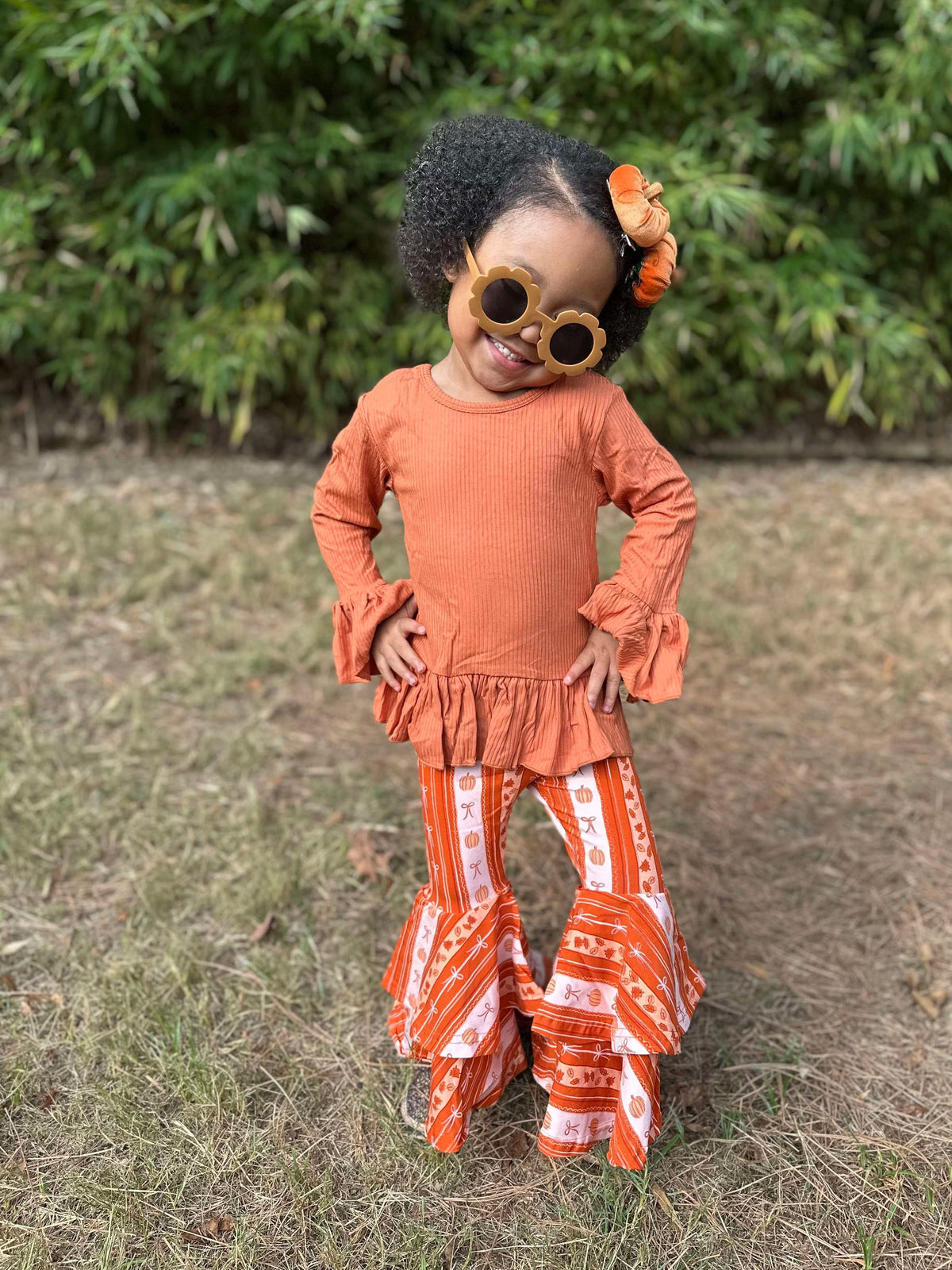 Pumpkin Spice Ruffled Sleeve Top (FINAL SALE)