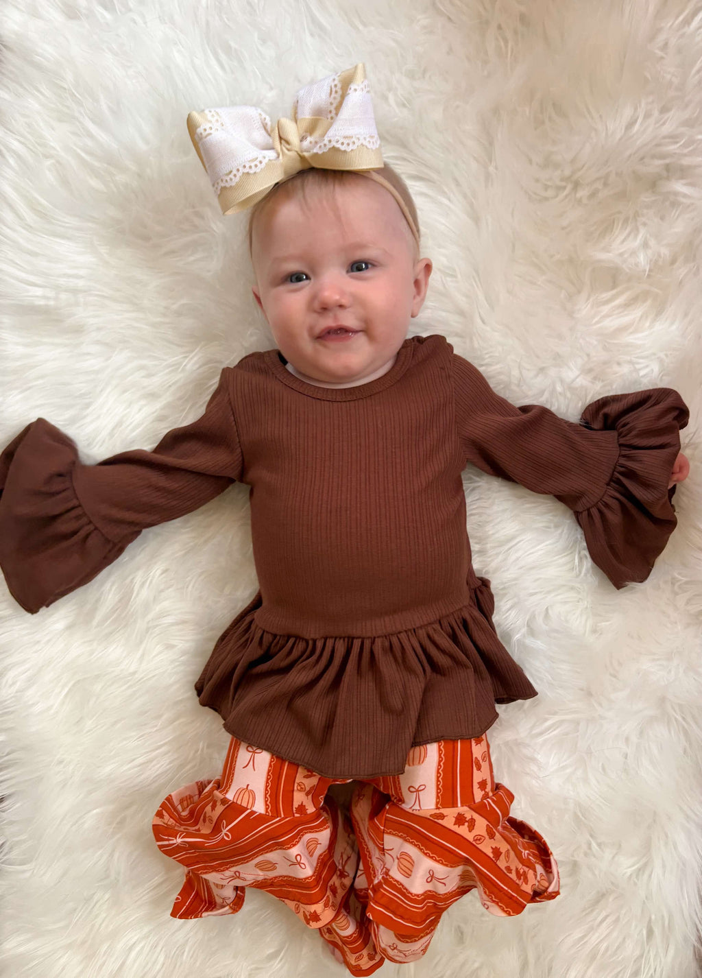 Chocolate Brown Ruffled Sleeve Top (FINAL SALE)