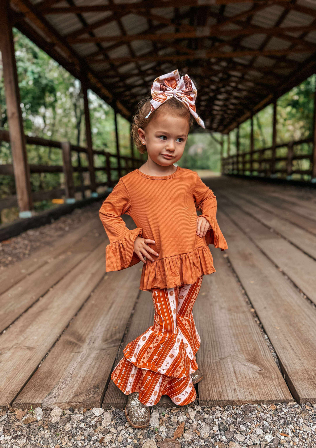 Pumpkin Spice Ruffled Sleeve Top (FINAL SALE)