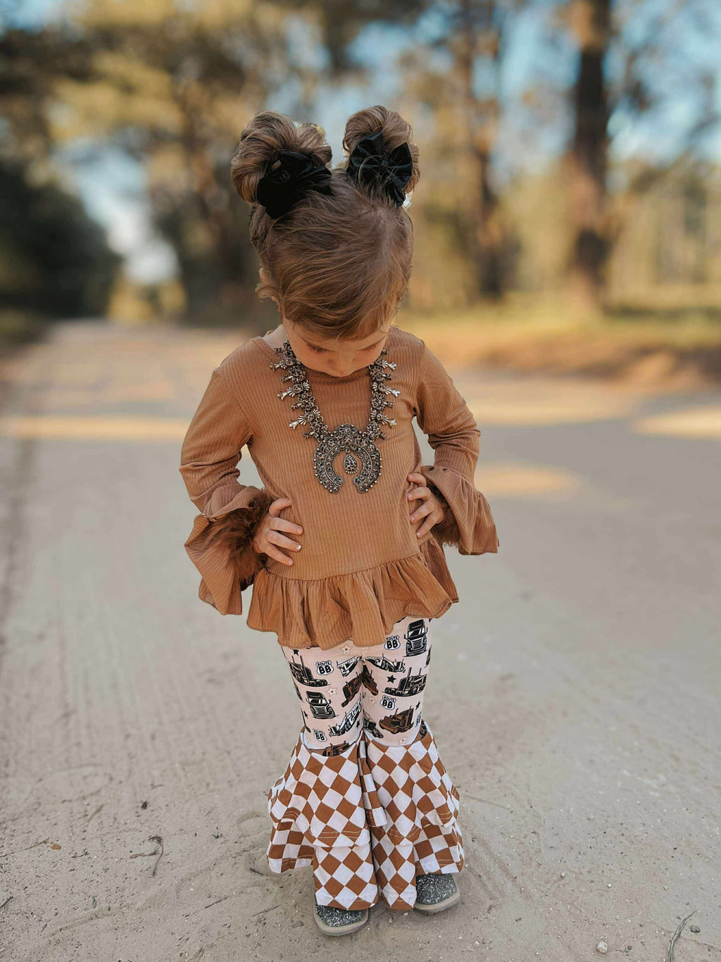 Coffee Ruffled Sleeve Top (FINAL SALE)