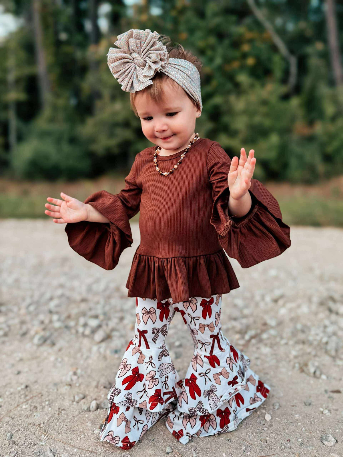 Chocolate Brown Ruffled Sleeve Top (FINAL SALE)