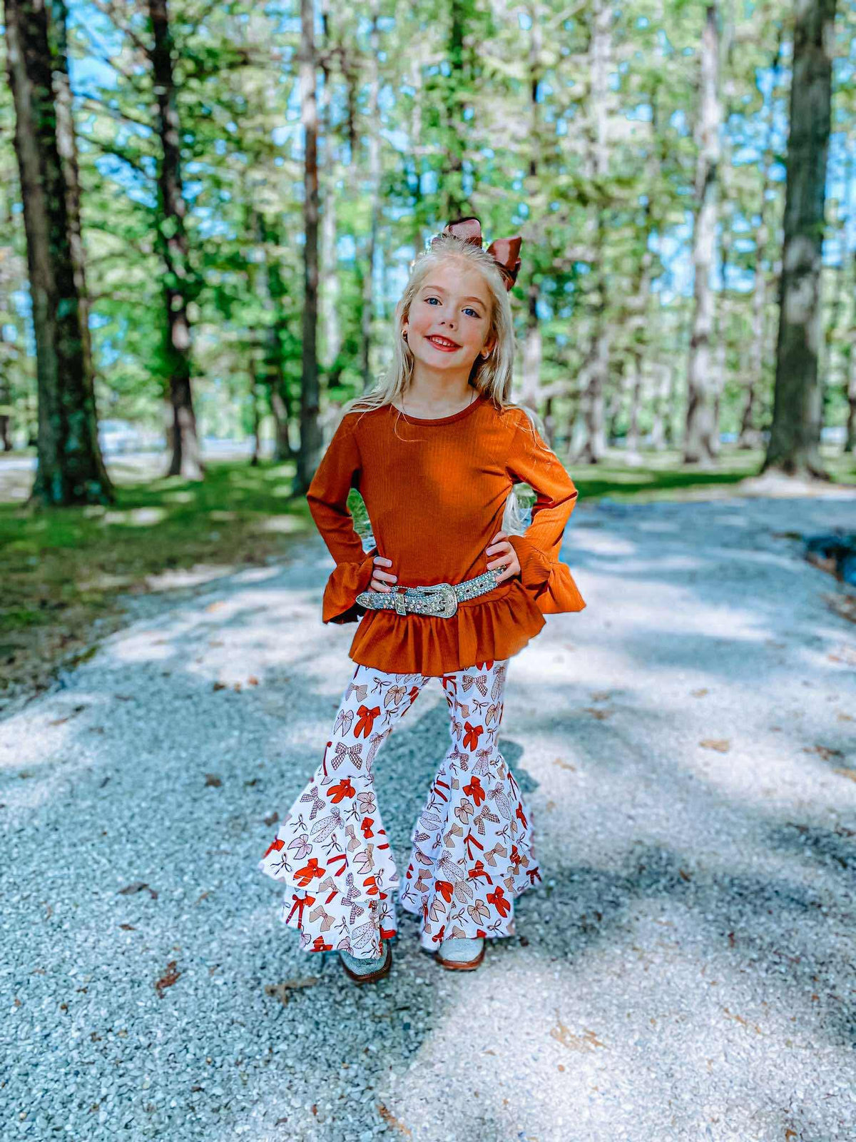 Pumpkin Spice Ruffled Sleeve Top (FINAL SALE)