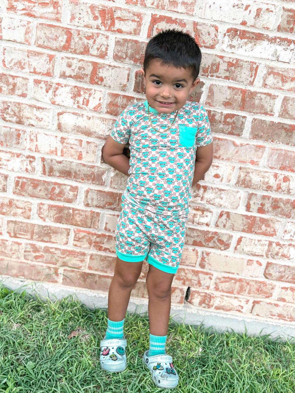 Checkered Mama's Boy Bamboo Short Set (FINAL SALE)