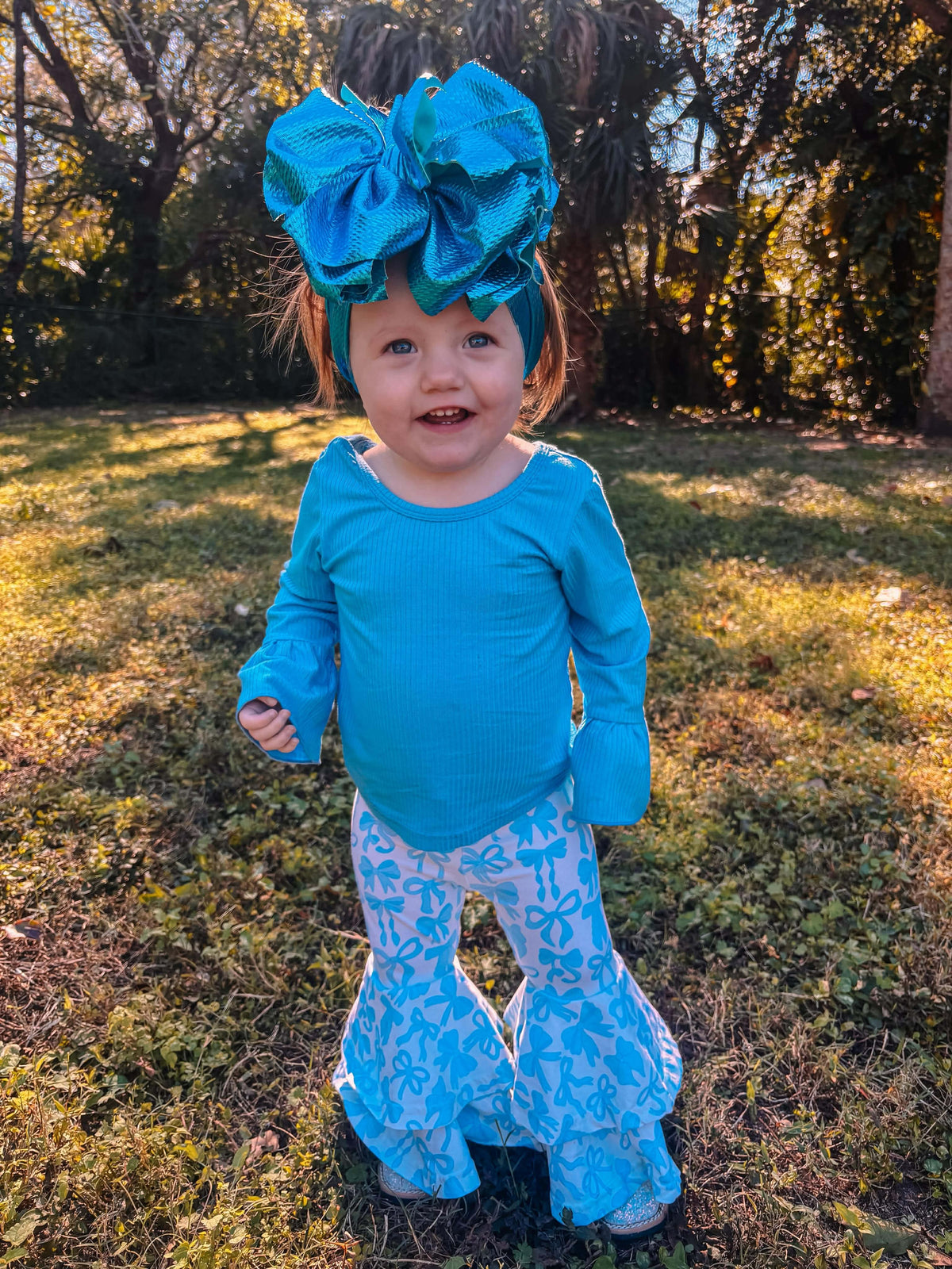 Blue Ruffled Sleeve Top (FINAL SALE)