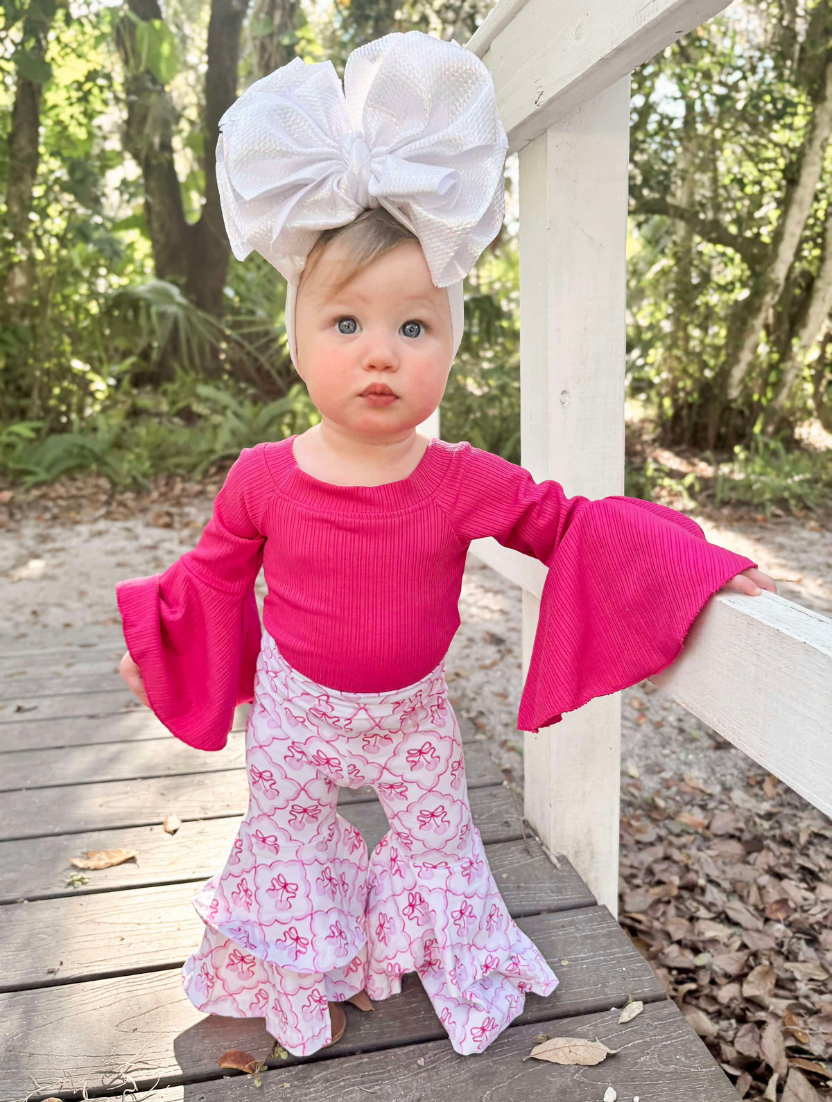 Dark Pink Bell Sleeve Leo/Top