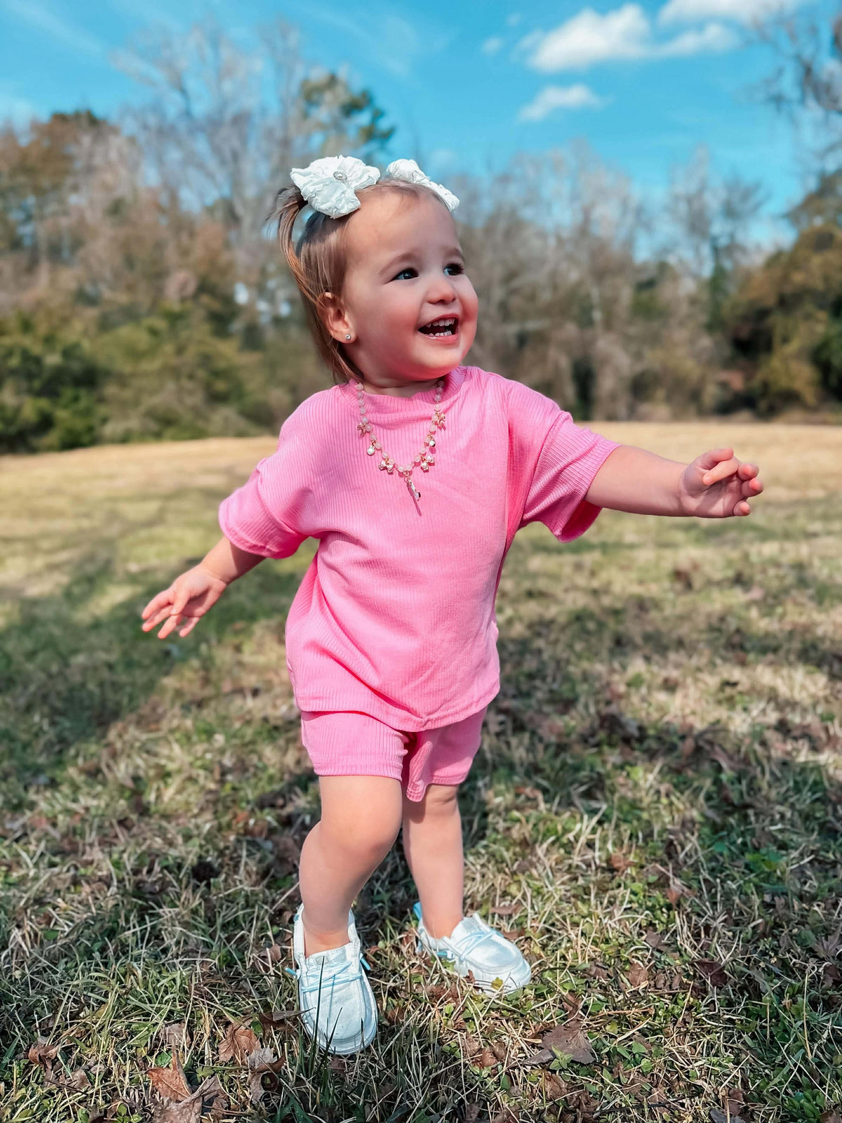 Kids pink short set