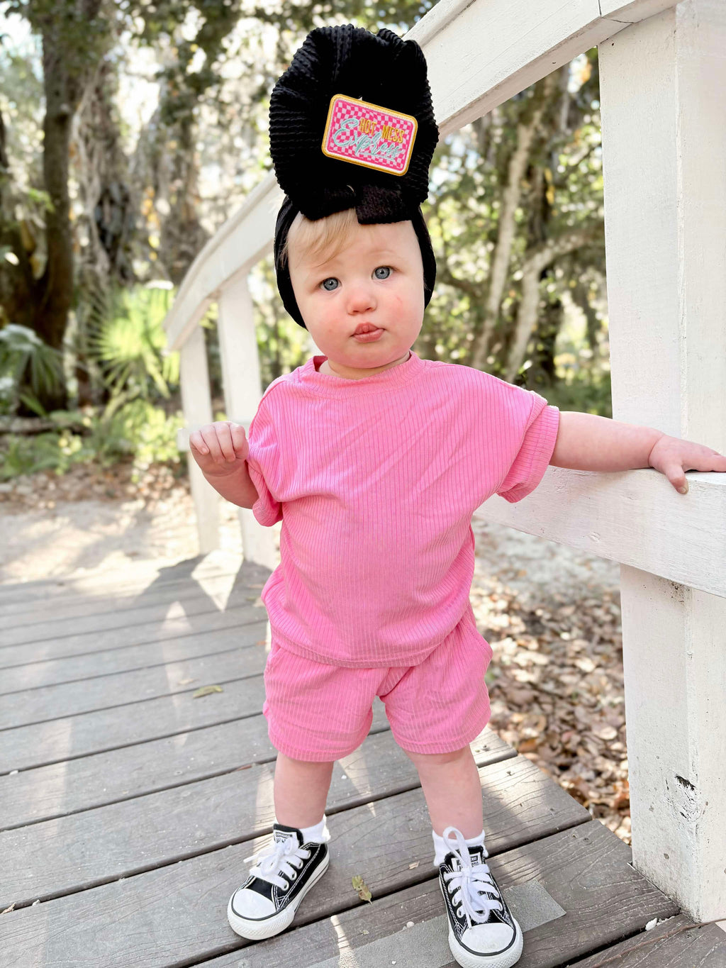 Kids pink short set