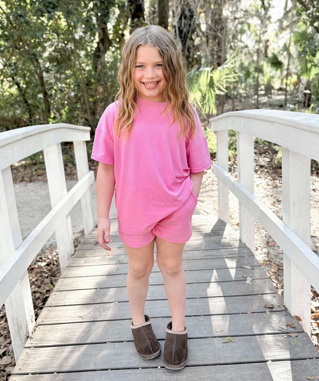 Kids pink short set