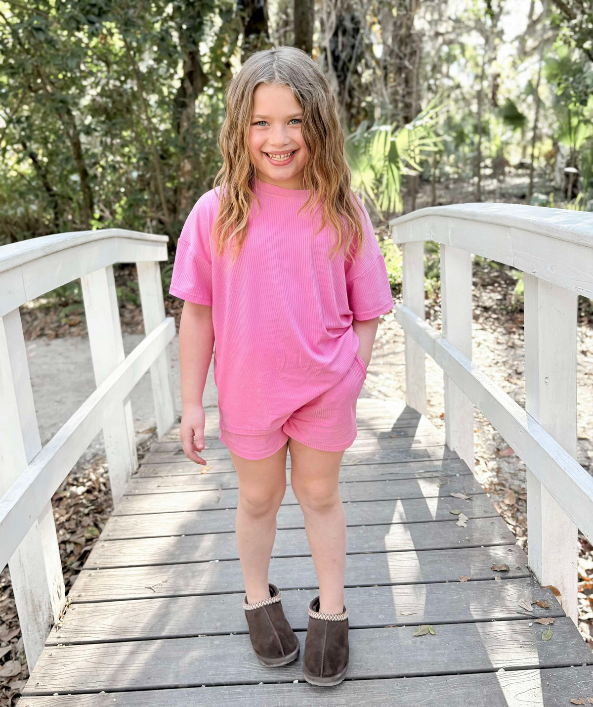 Kids pink short set