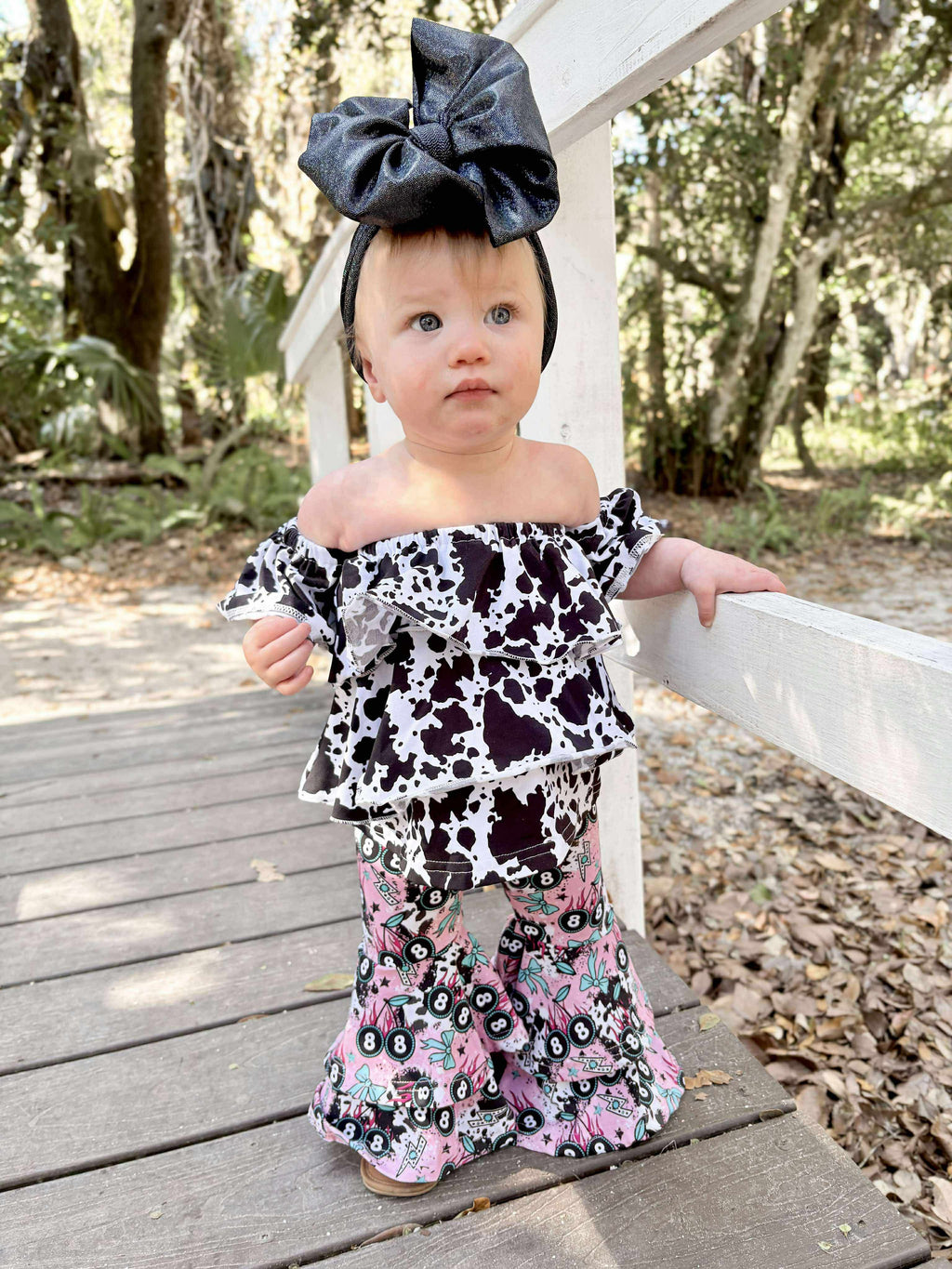Cherry Western Double Bell Bottoms