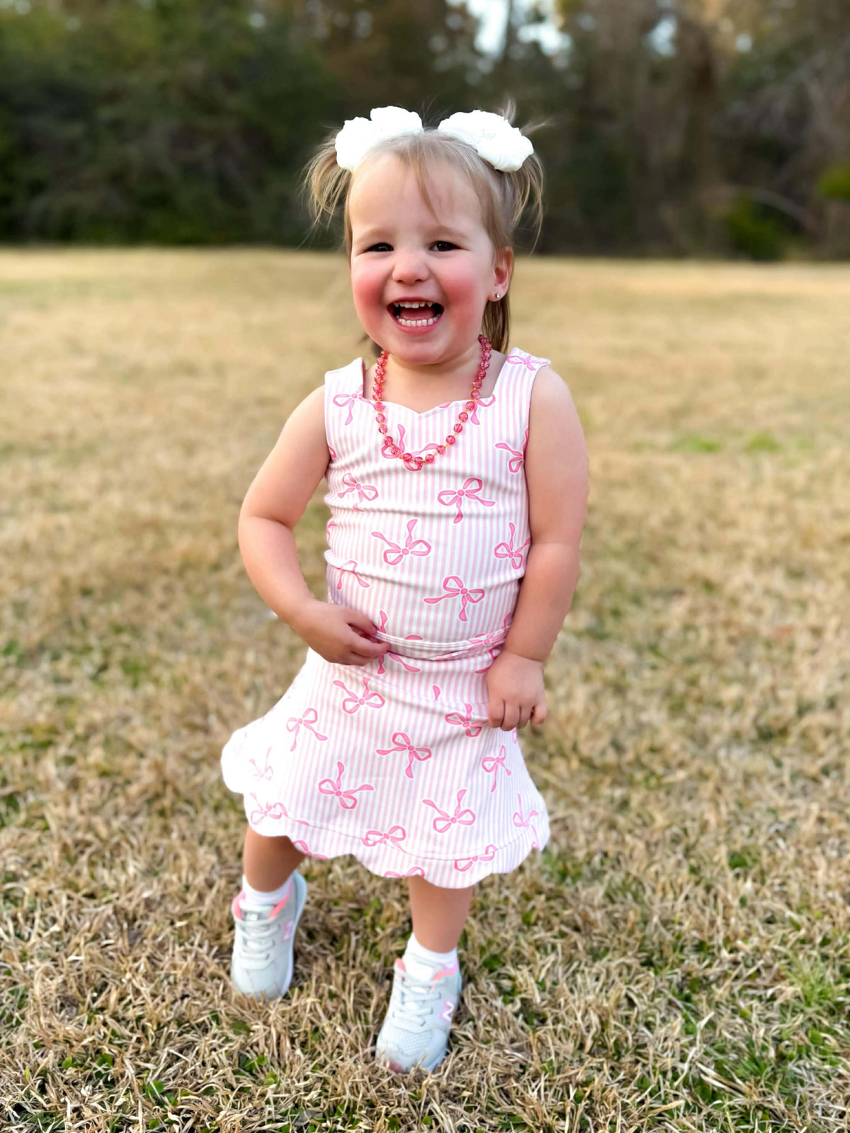 Pink Bow Babe Yoga Skirt Set