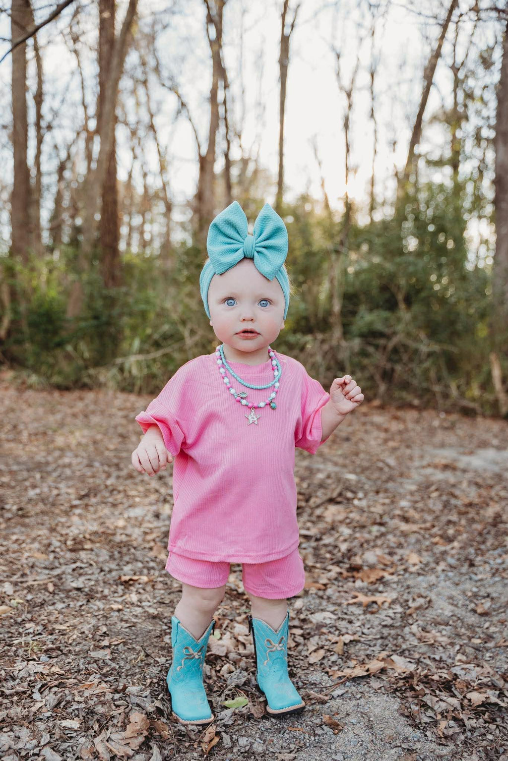 Kids pink short set