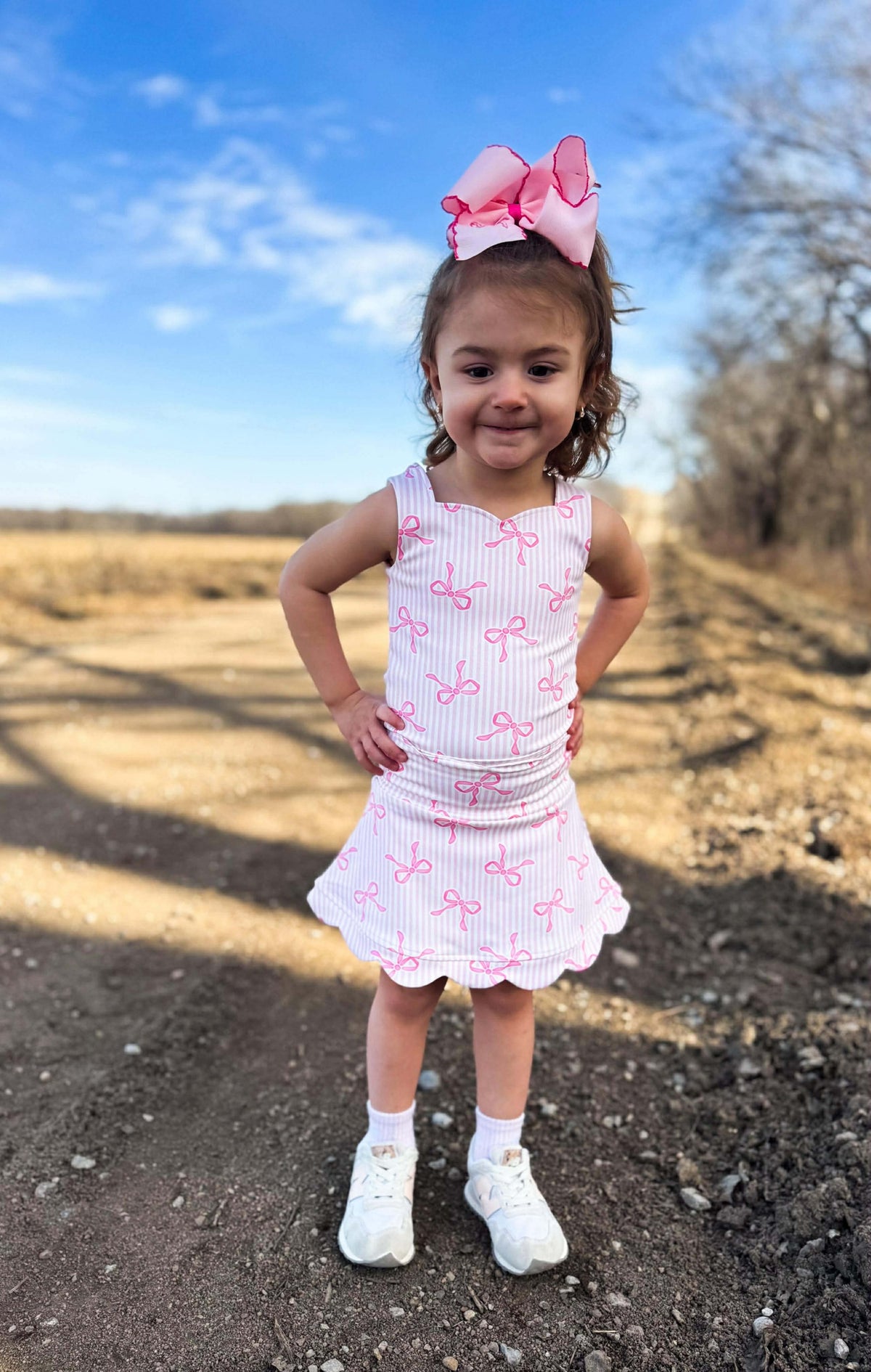 Pink Bow Babe Yoga Skirt Set