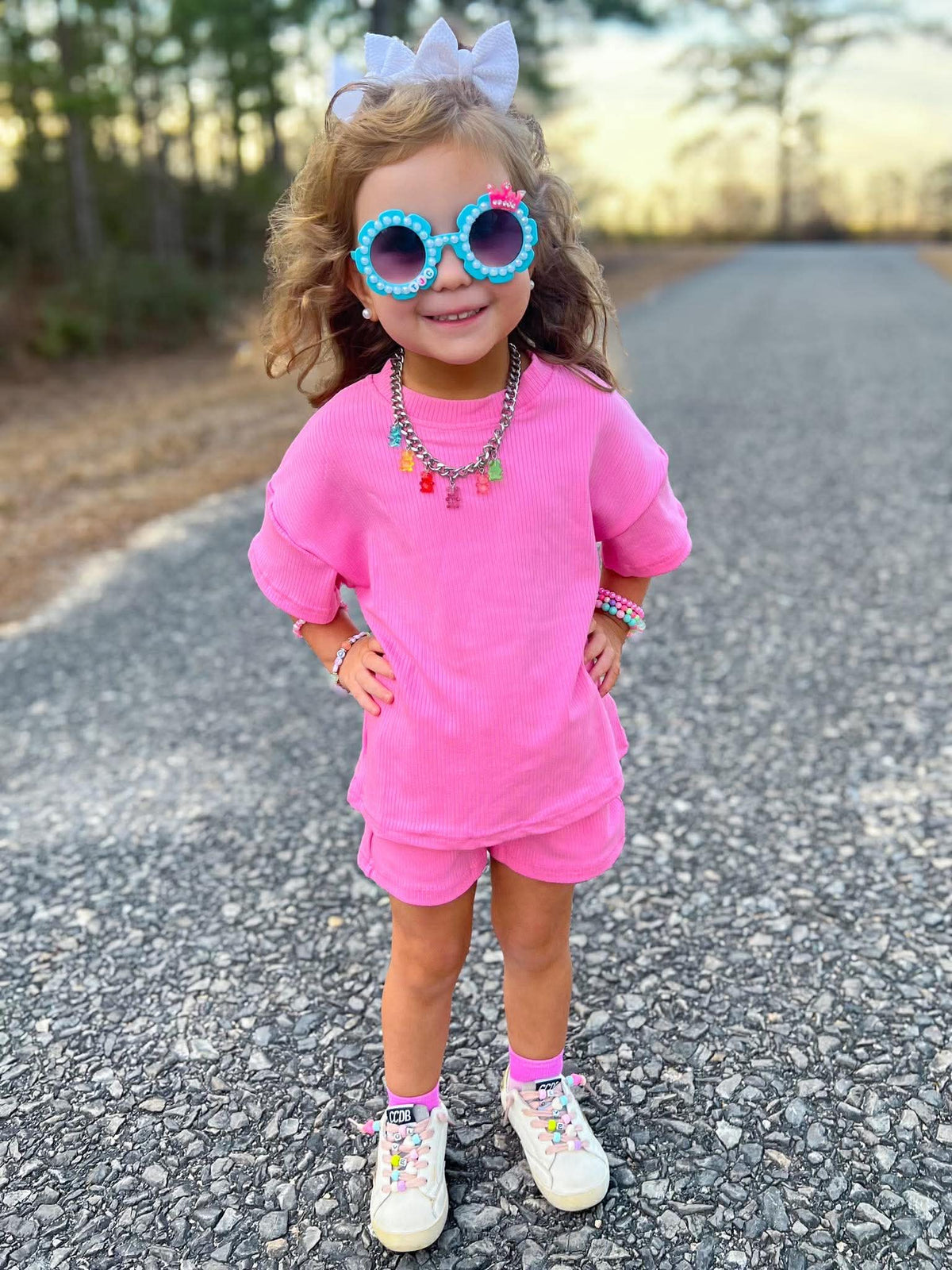 Kids pink short set