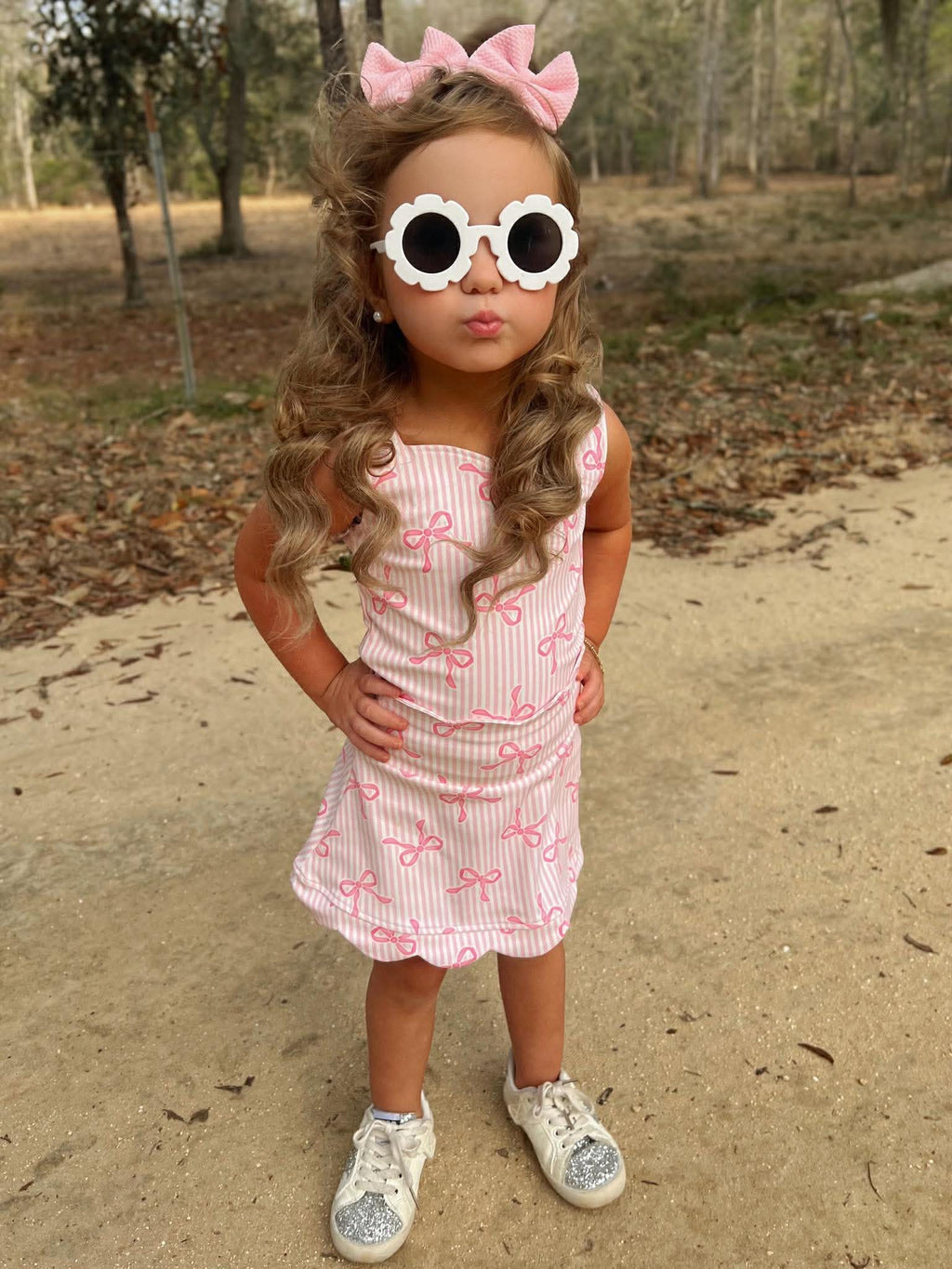 Pink Bow Babe Yoga Skirt Set