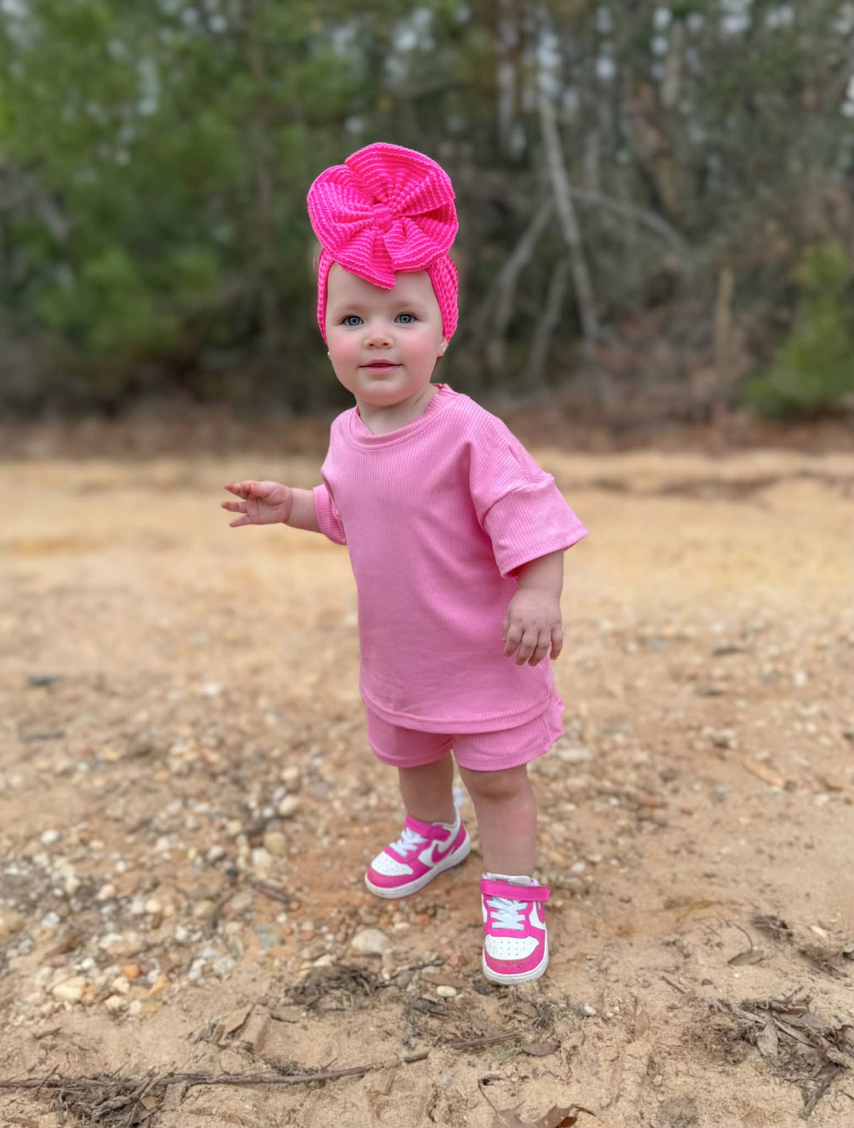Kids pink short set
